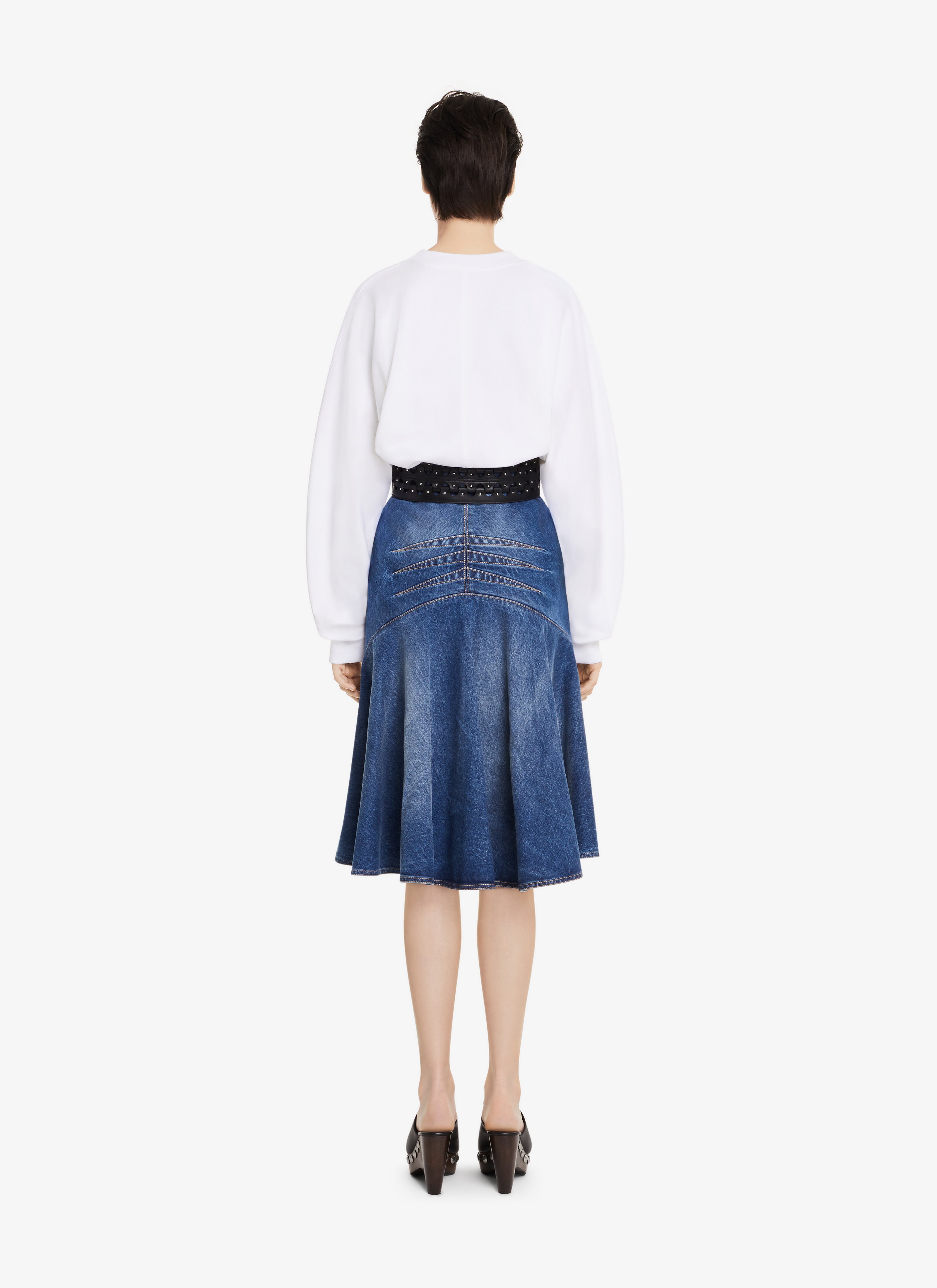 ALAÏA WHITE/BLACK ALAÏA LOGO BOXY SWEATER  