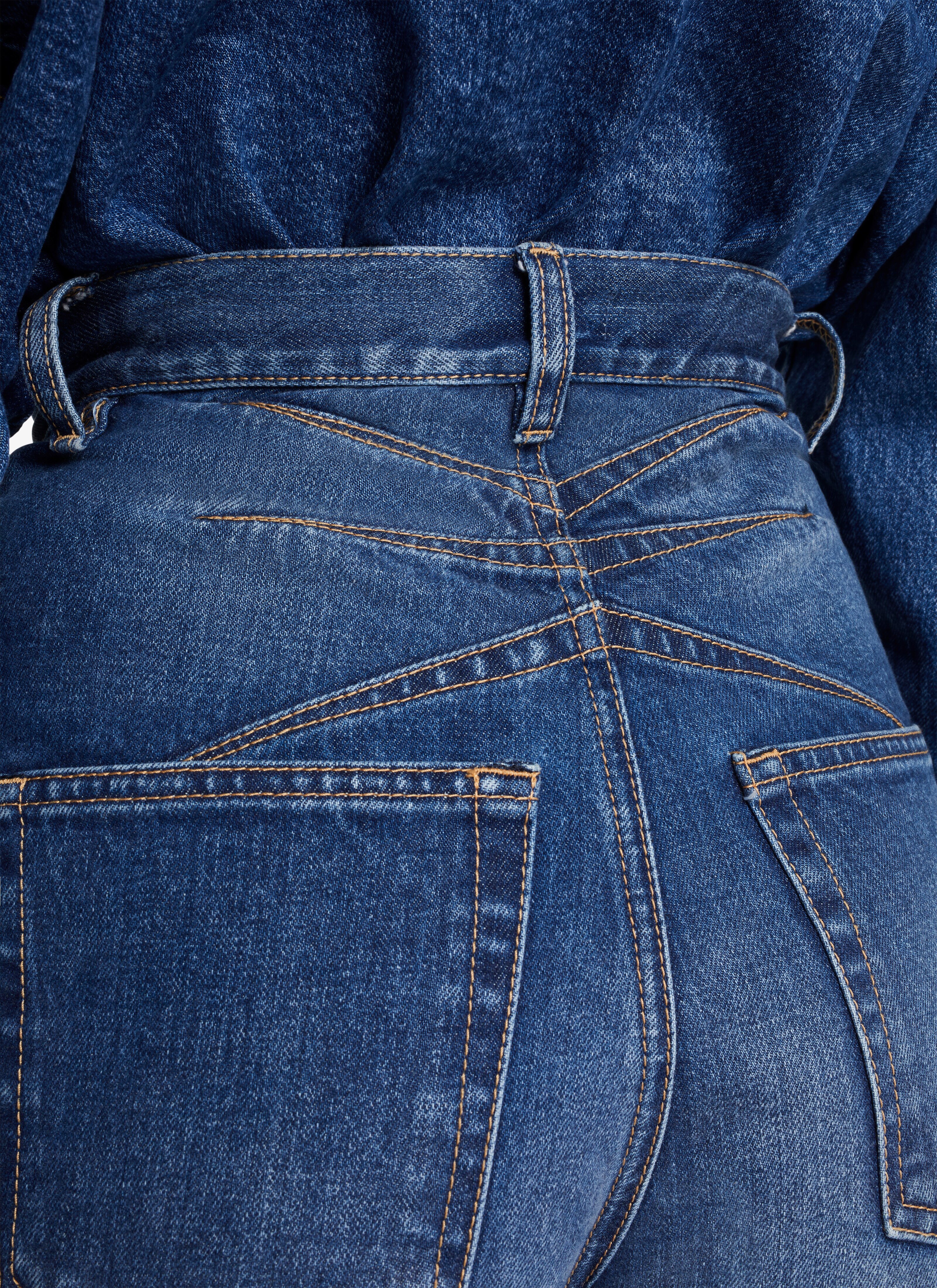ALAÏA BLUE JEANS HIGH-WAIST WASHED DENIM JEANS