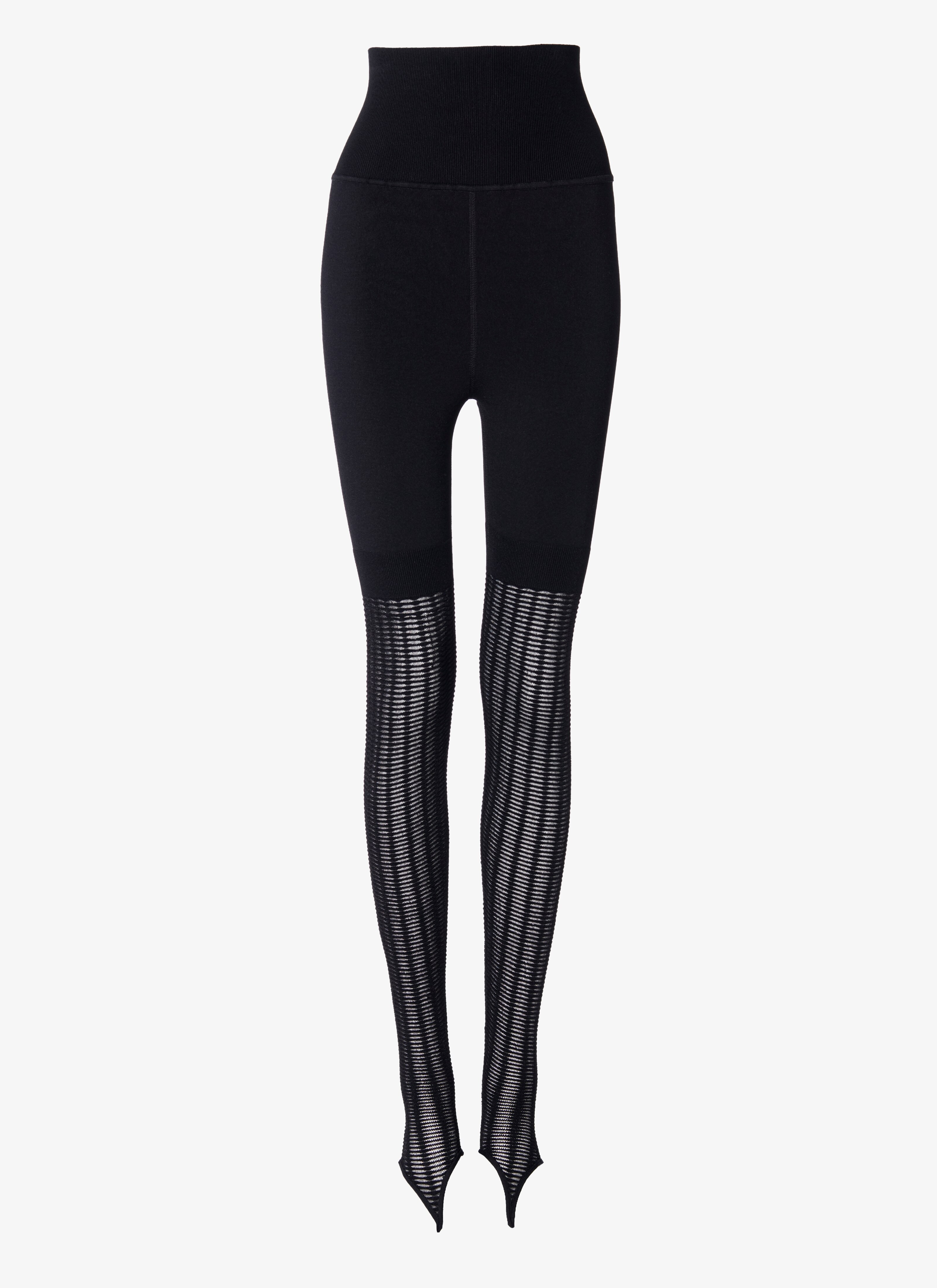 ALAÏA BLACK OPEN LACE LEGGINGS