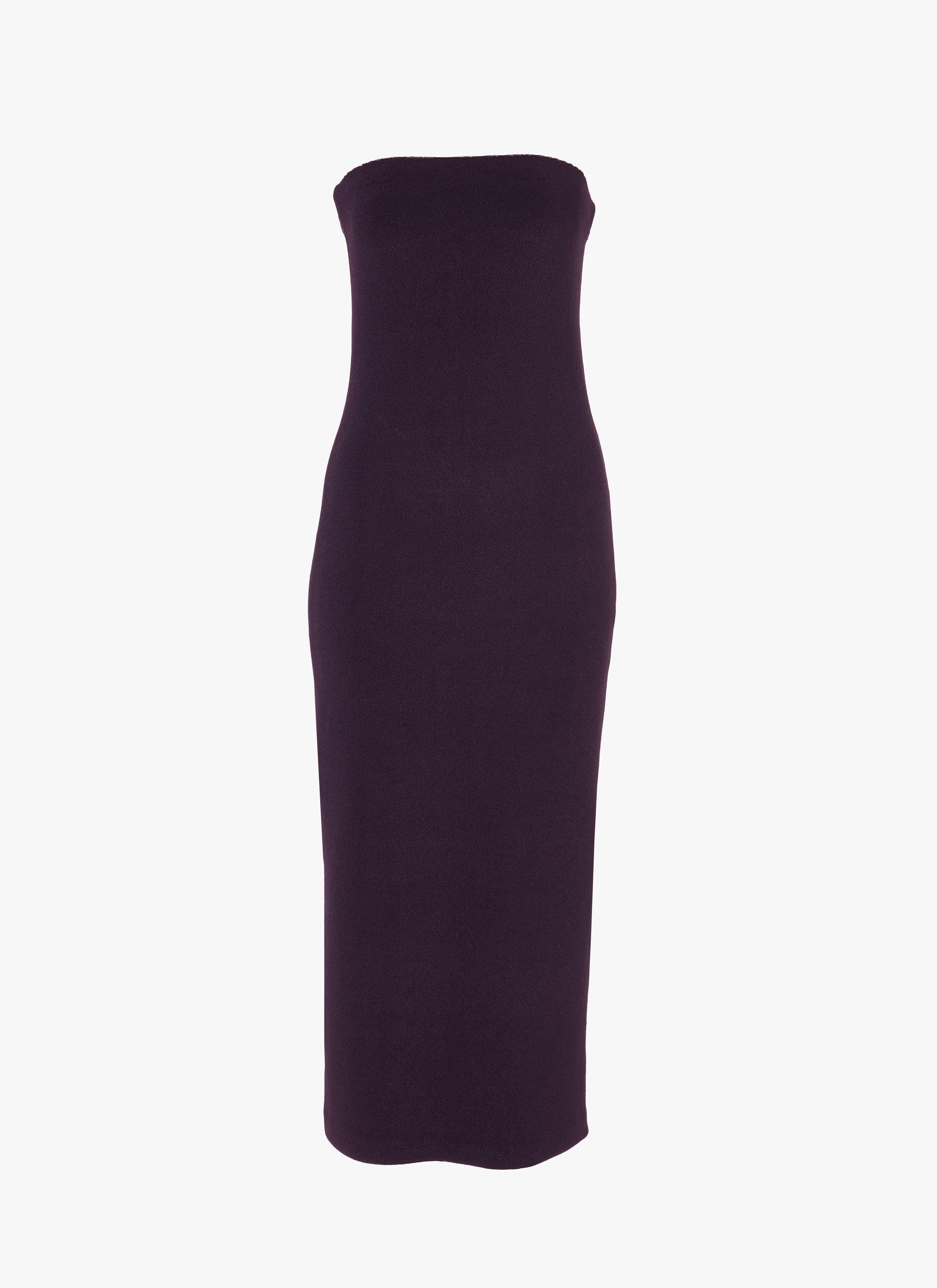 ALAÏA AUBERGINE STRAPLESS SWIM DRESS
