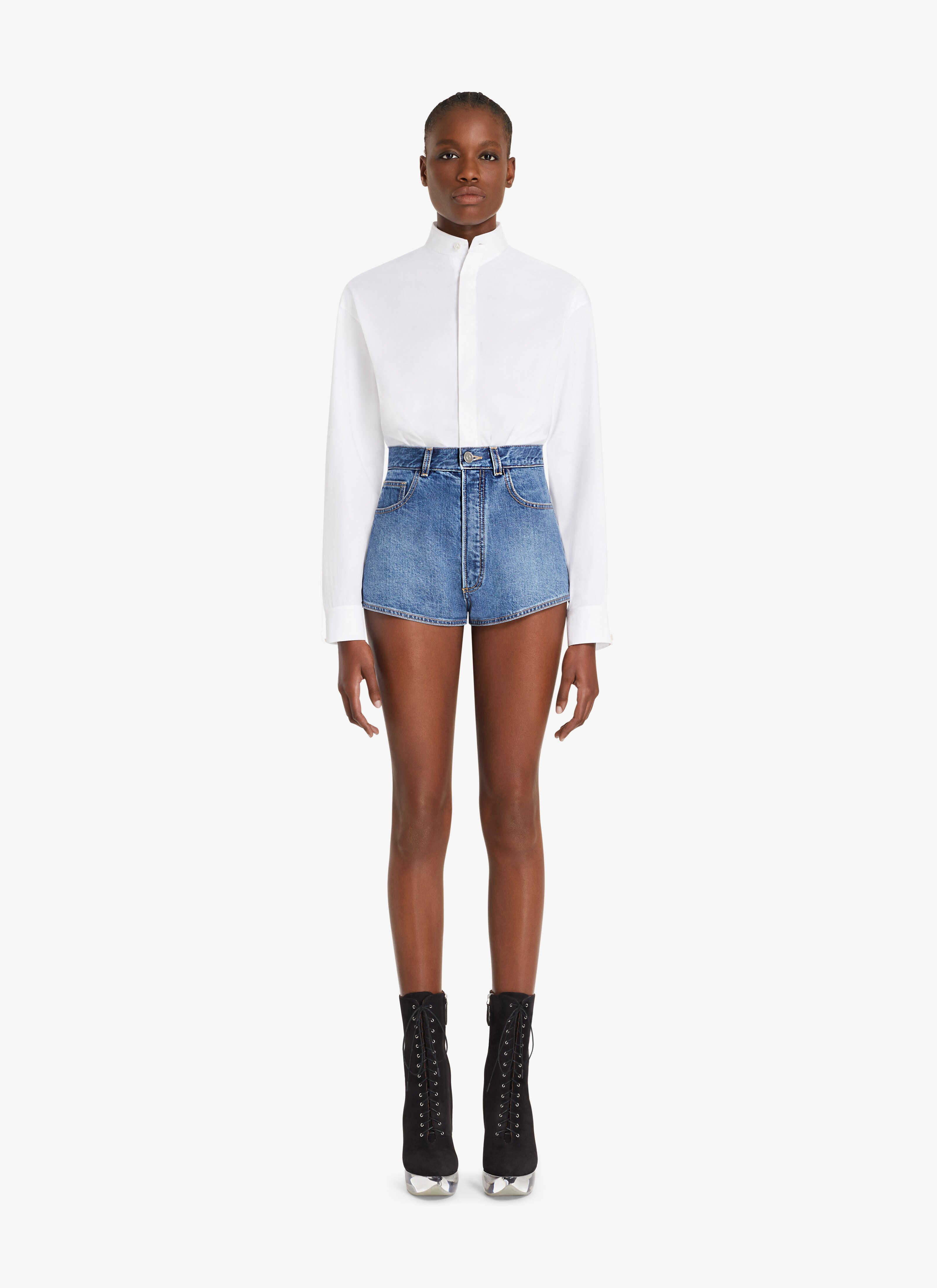 ALAÏA WHITE POPLIN BODY-SHIRT
