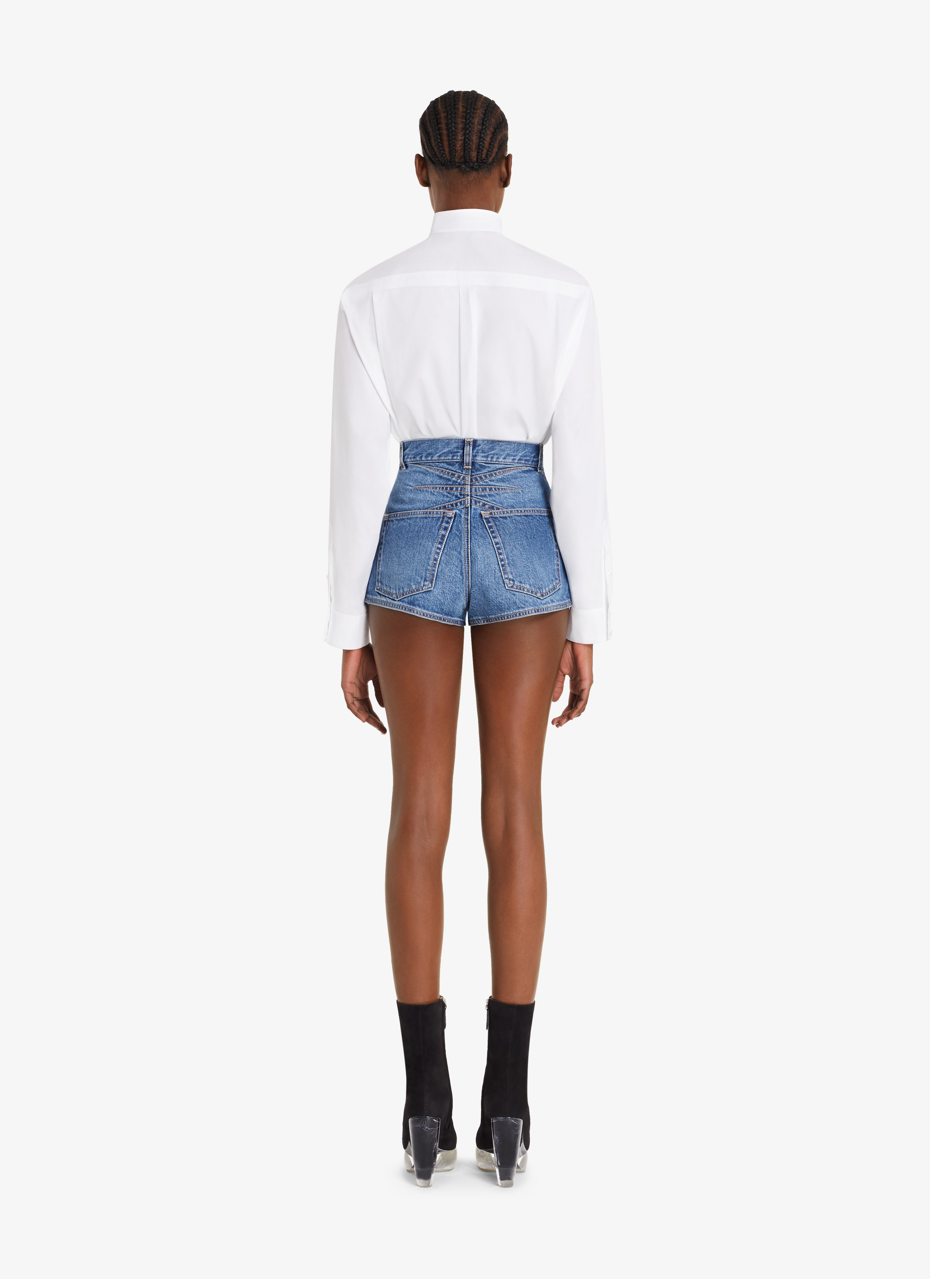 ALAÏA WHITE POPLIN BODY-SHIRT