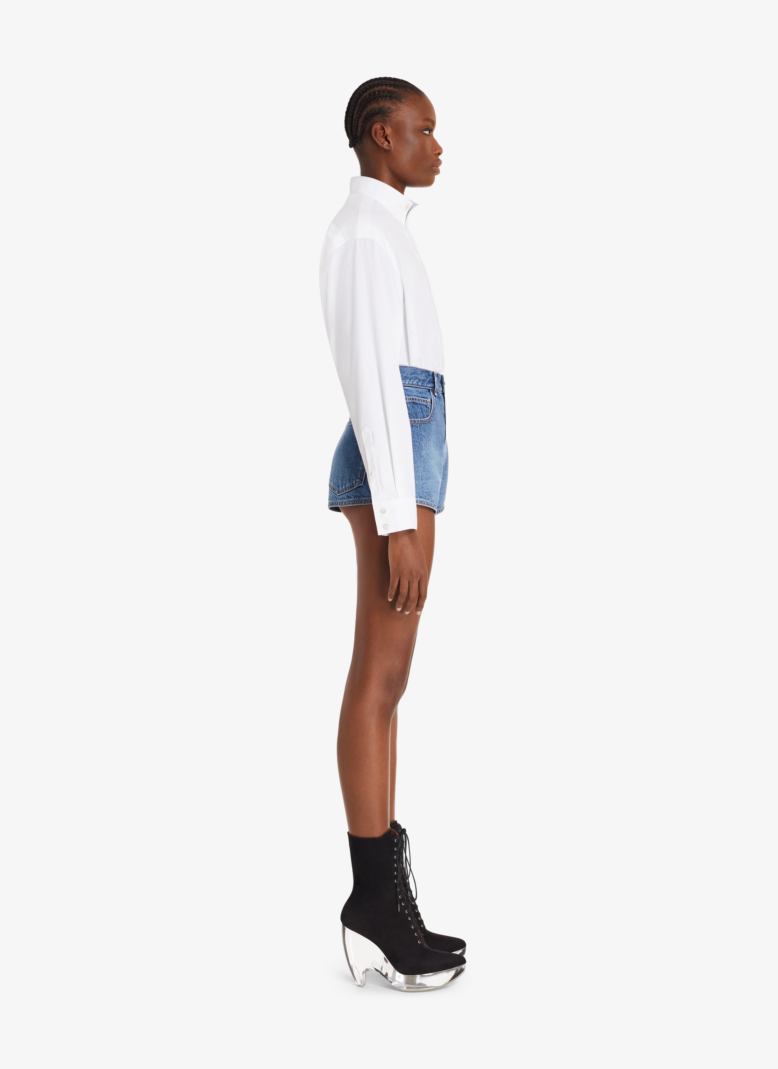 ALAÏA WHITE POPLIN BODY-SHIRT