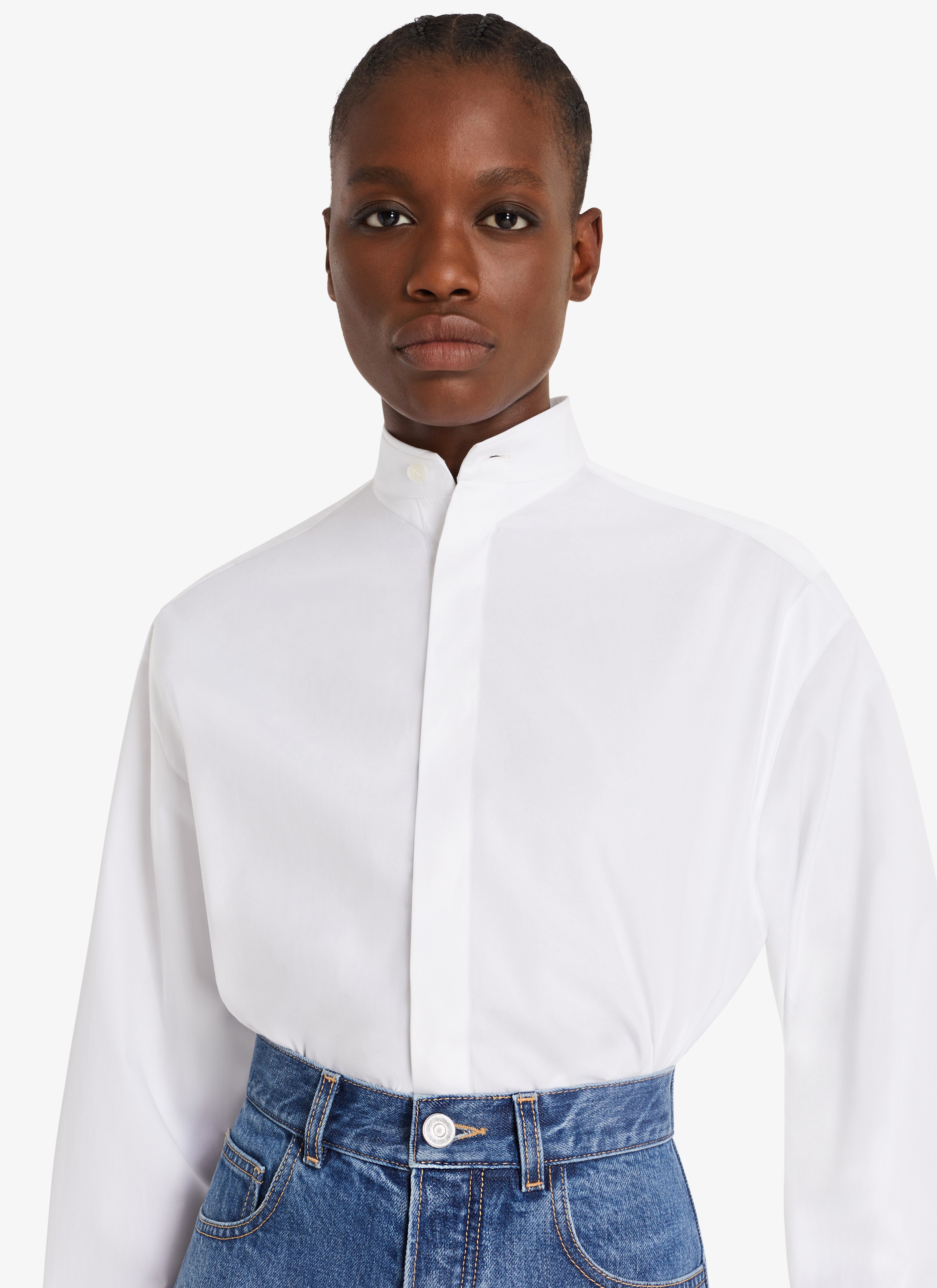ALAÏA WHITE POPLIN BODY-SHIRT