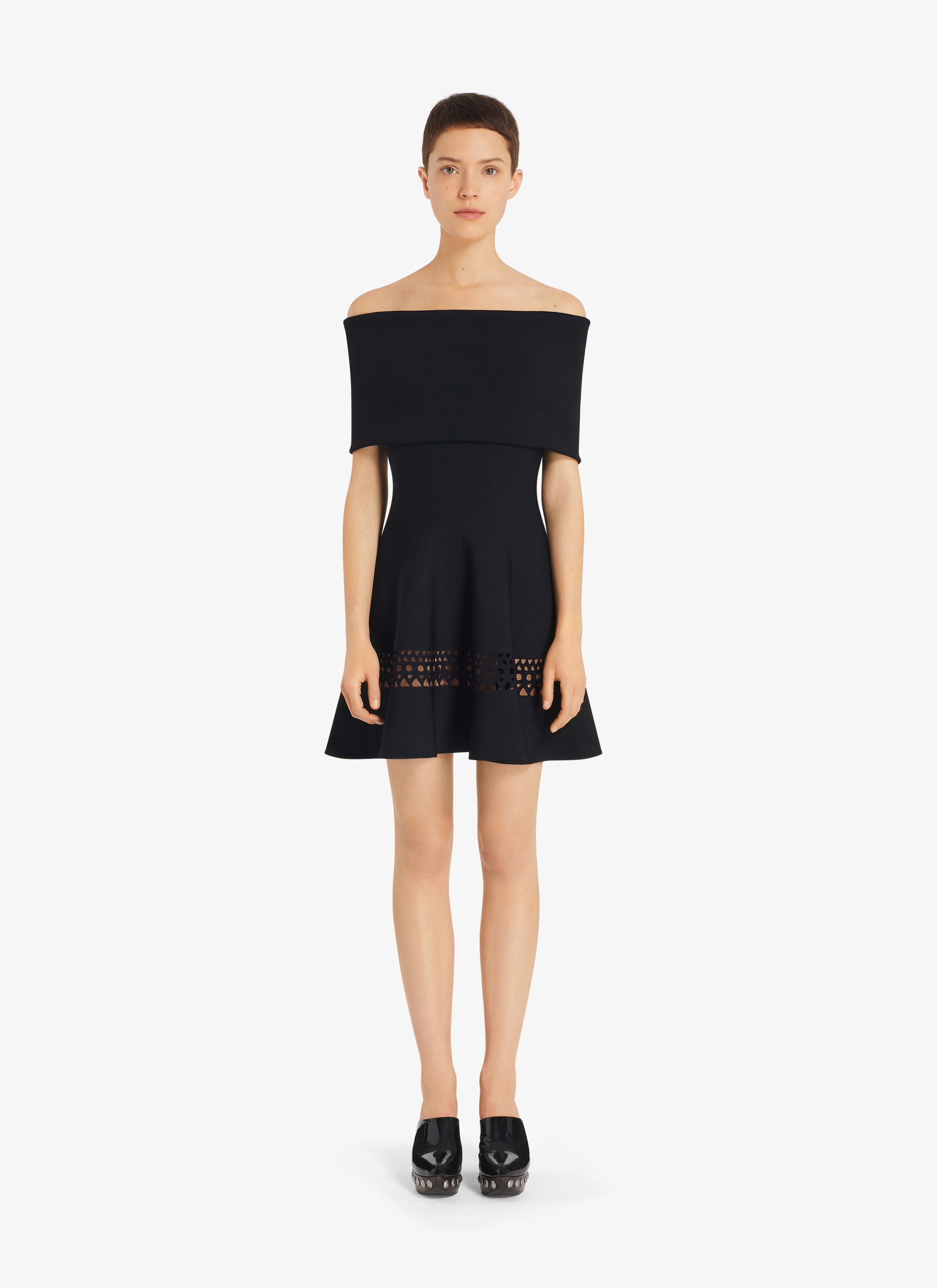 ALAÏA BLACK OFF-SHOULDER "VIENNE" DRESS