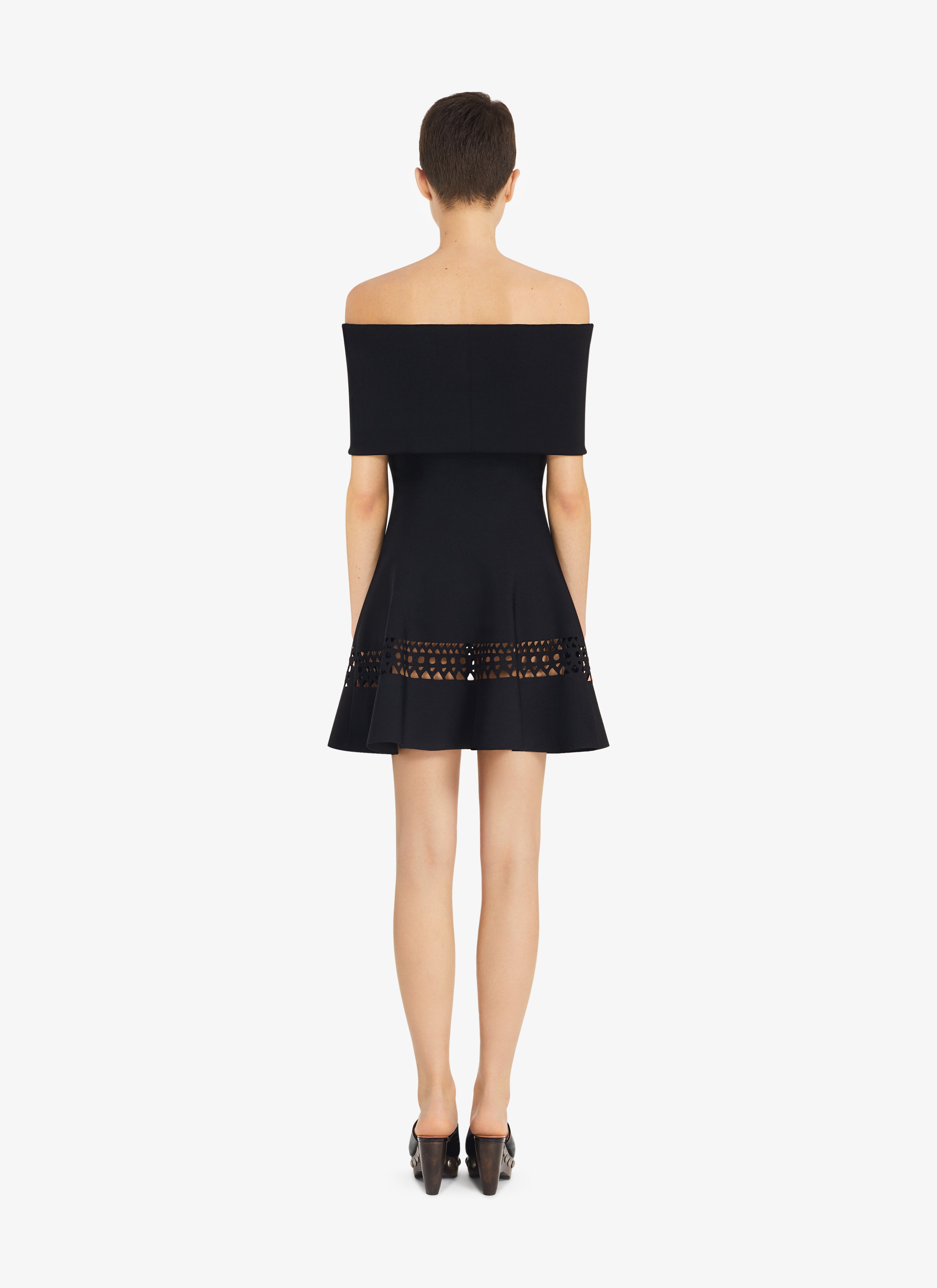 ALAÏA BLACK OFF-SHOULDER "VIENNE" DRESS
