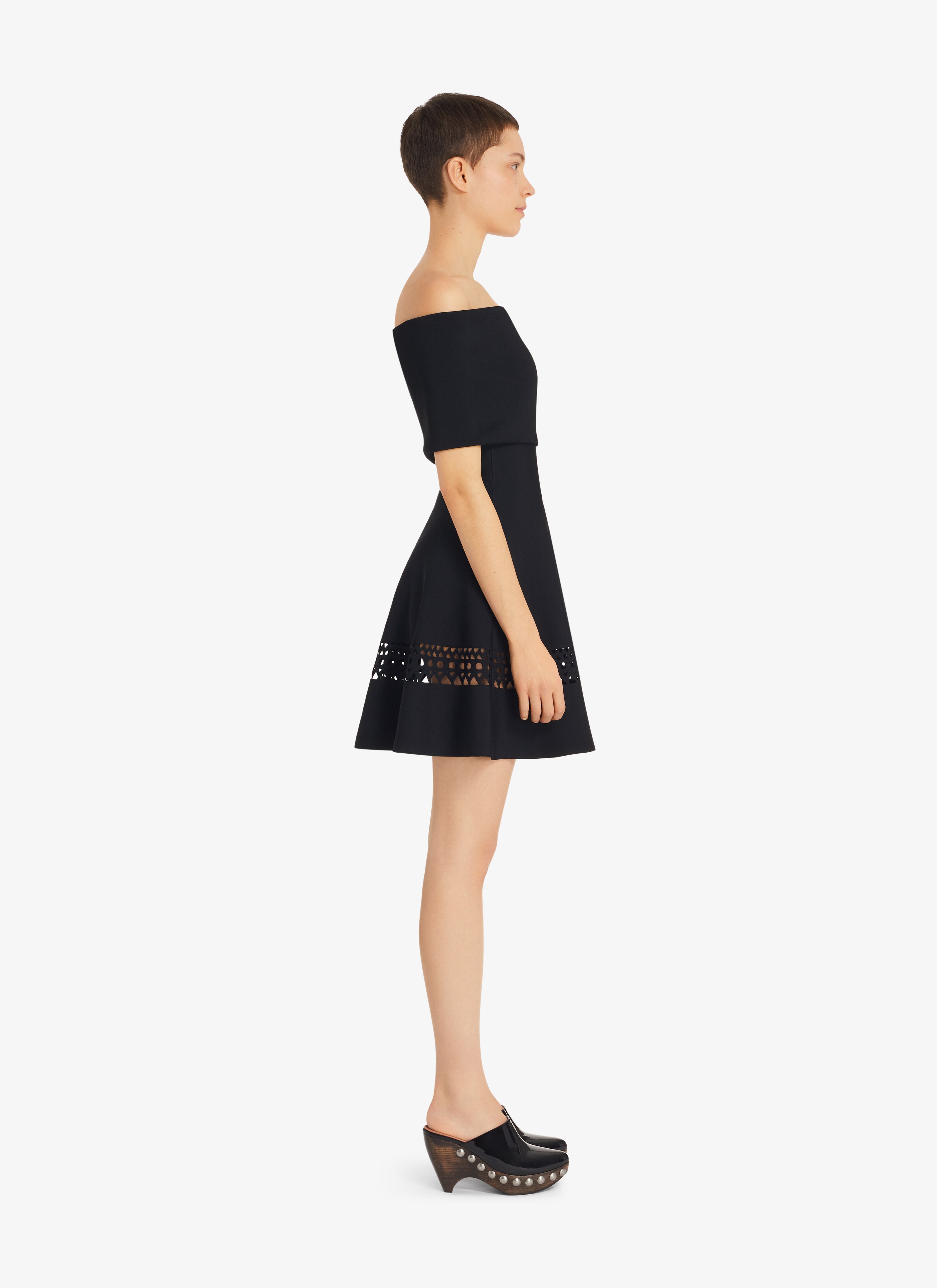ALAÏA BLACK OFF-SHOULDER "VIENNE" DRESS