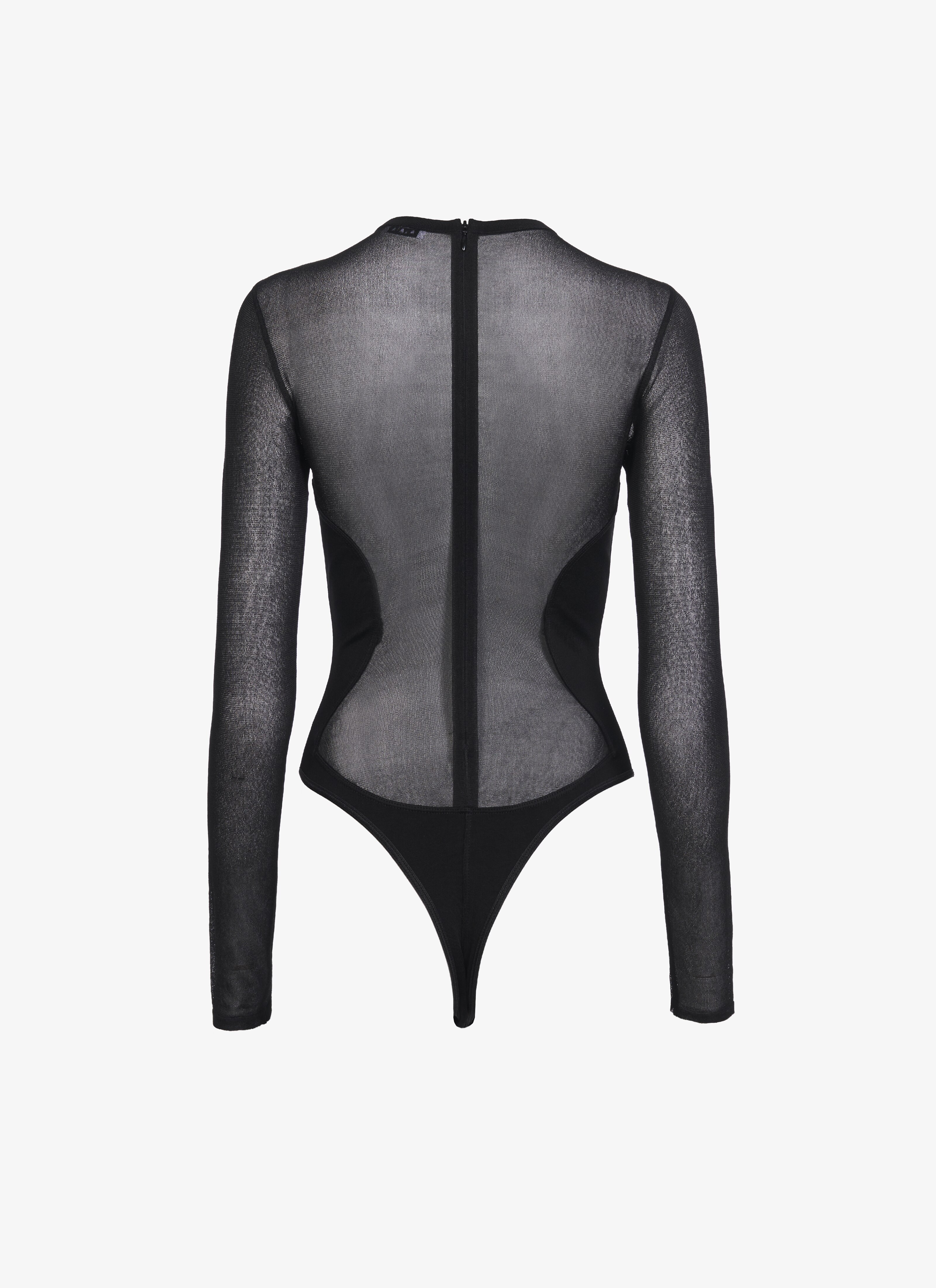 ALAÏA 블랙 시어 크레이프 바디수트
