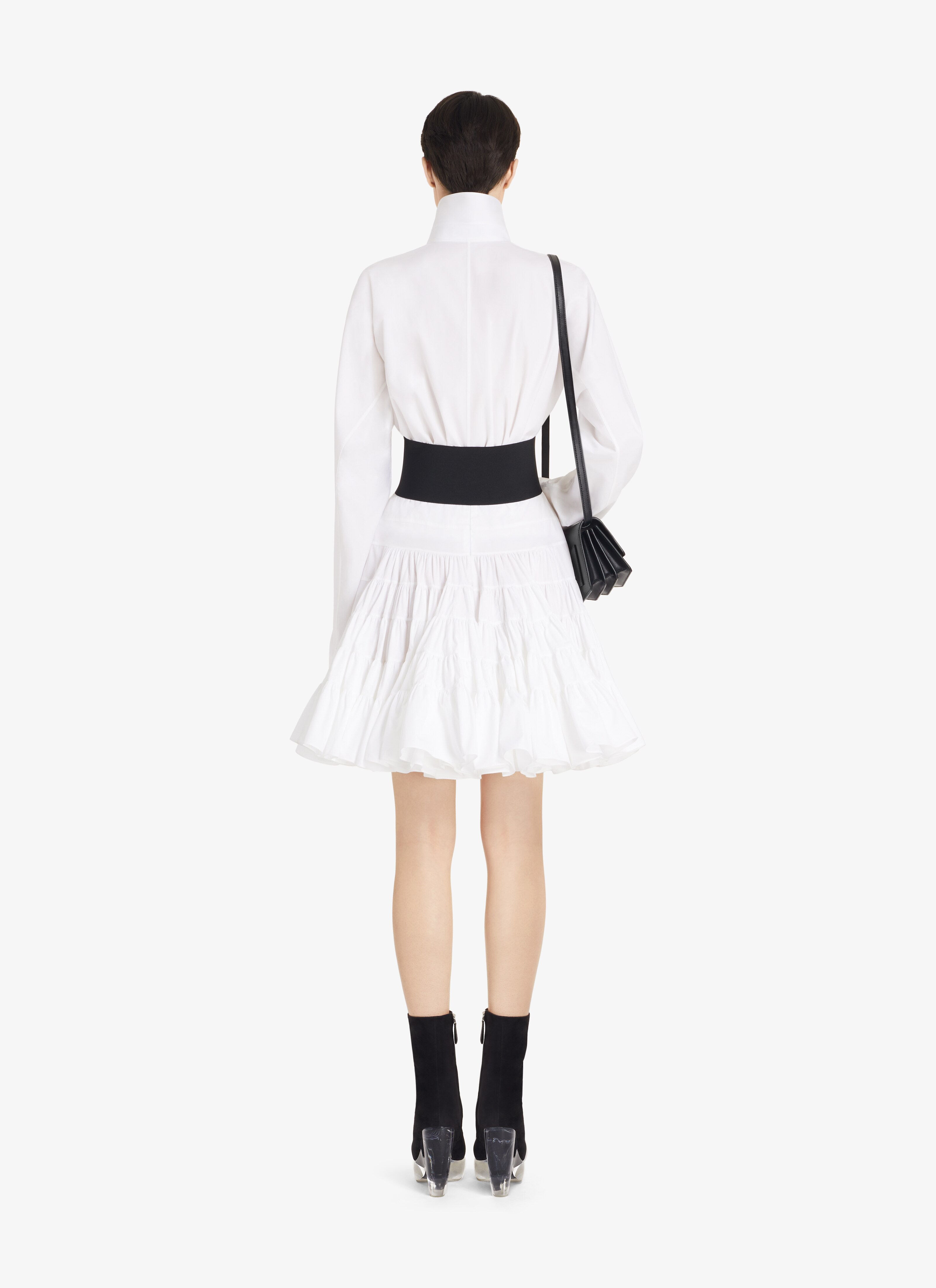 ALAÏA WHITE RUFFLE SKIRT IN COTTON