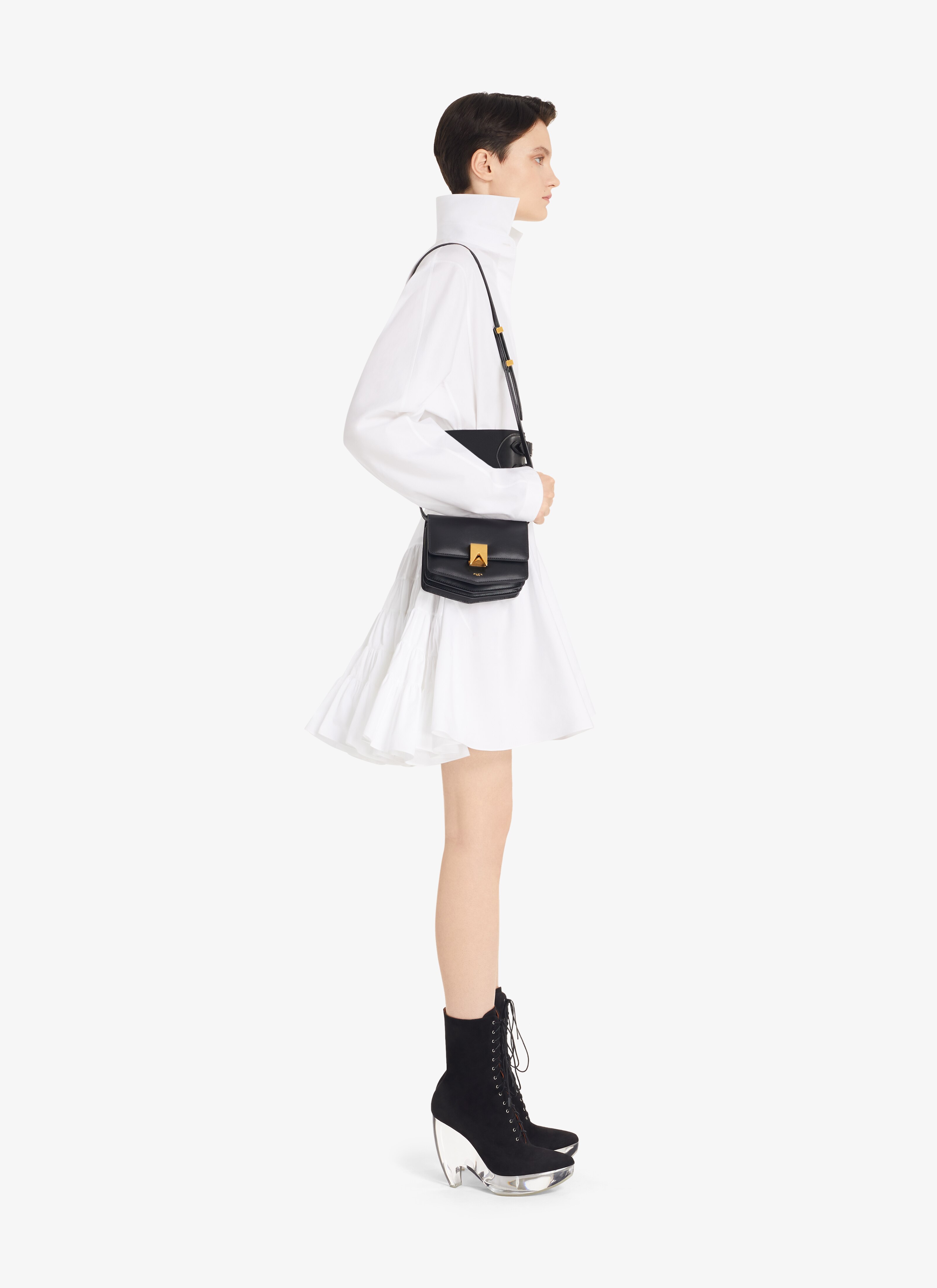 ALAÏA WHITE RUFFLE SKIRT IN COTTON