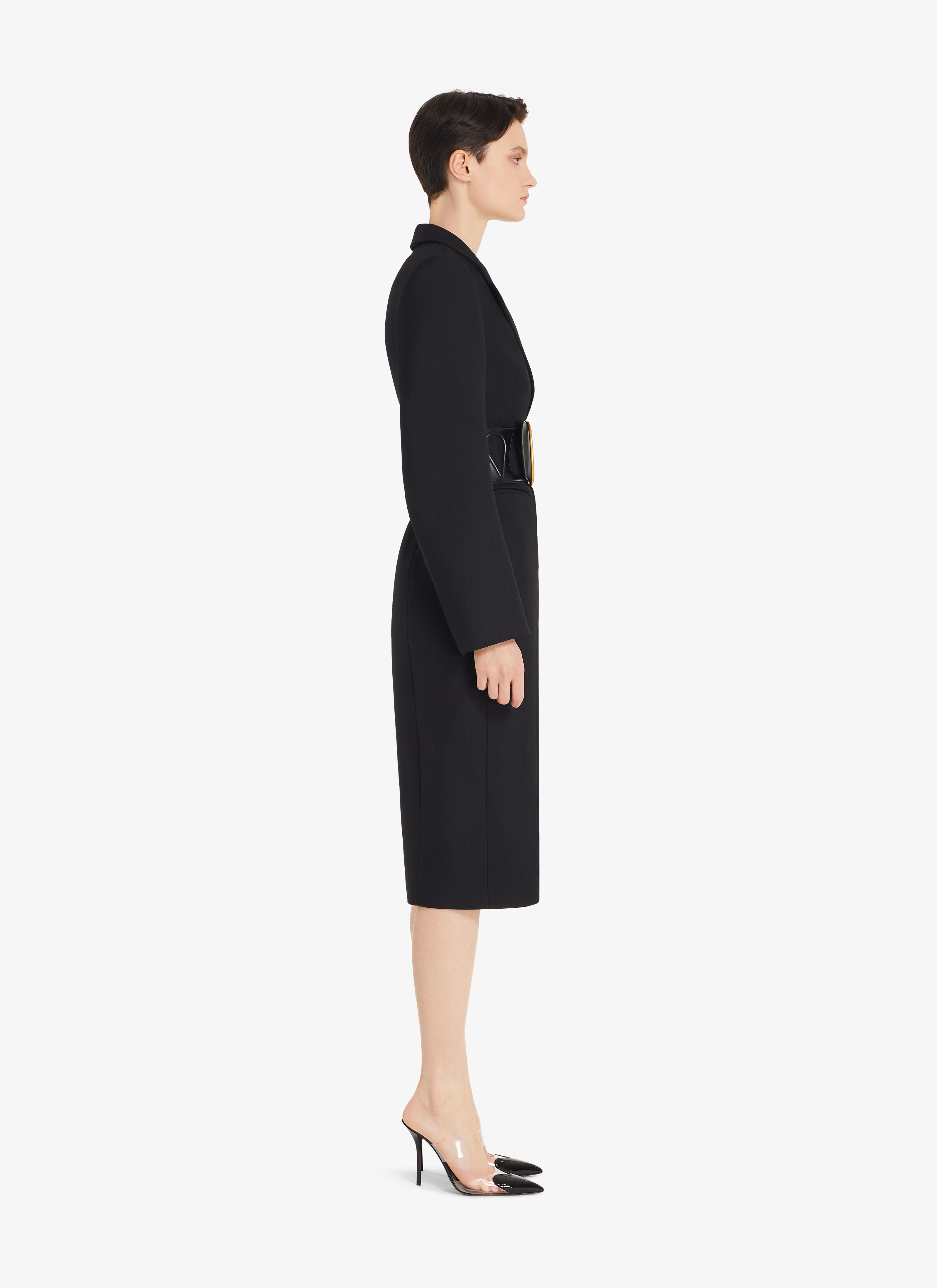 ALAÏA BLACK MAXI DRESS-COAT