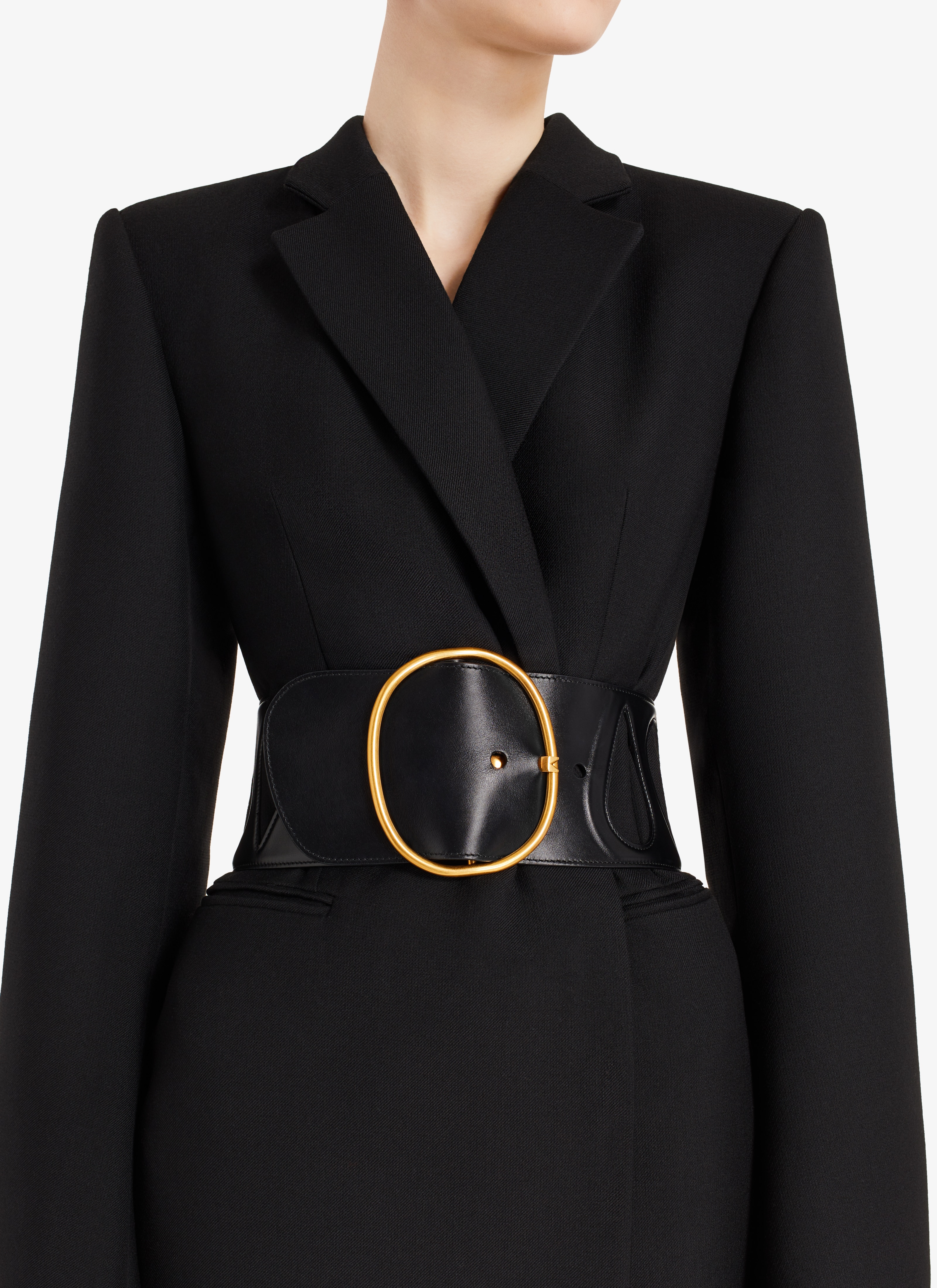 ALAÏA BLACK MAXI DRESS-COAT