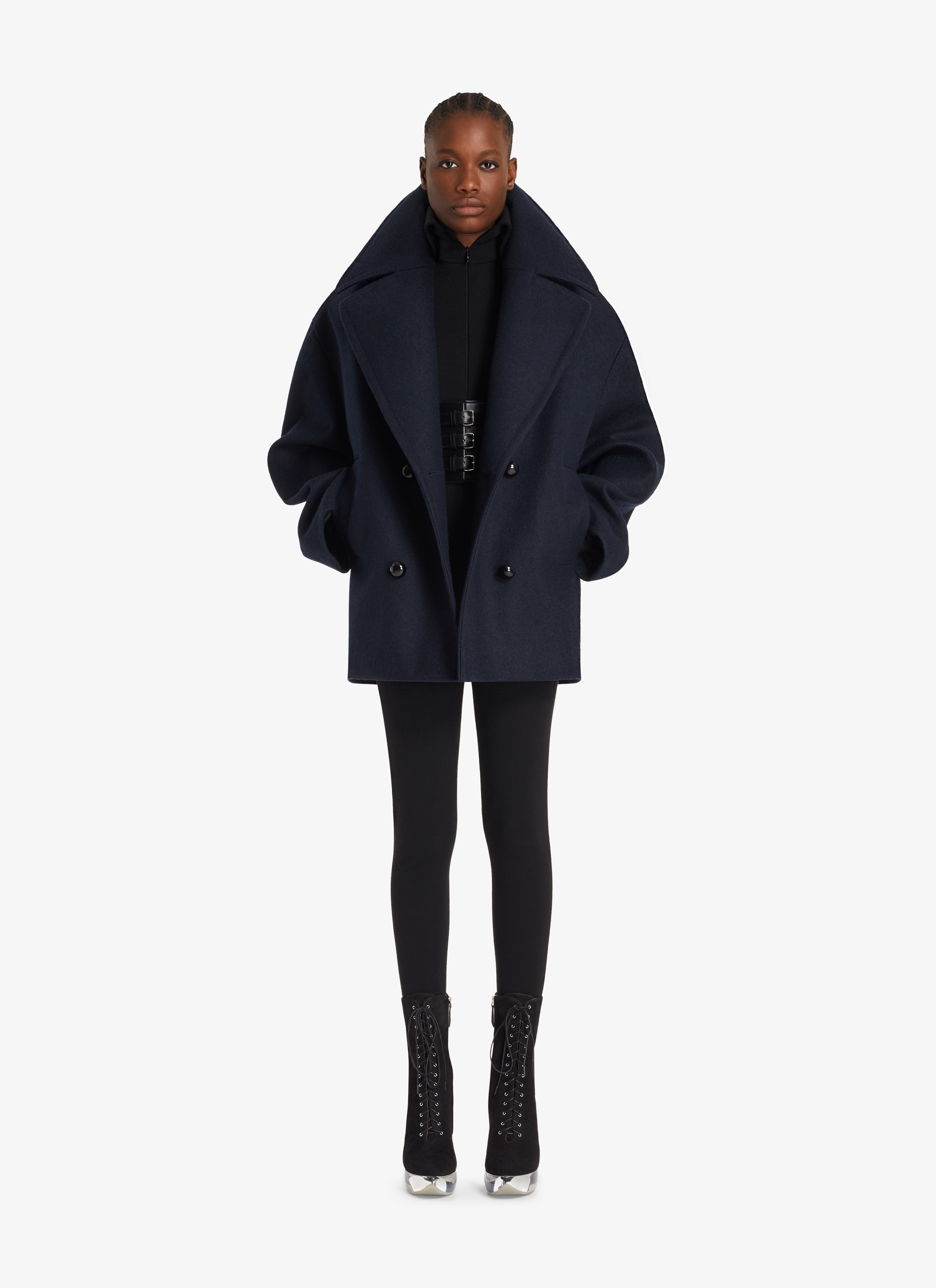 ALAÏA MARINE WOOL CABAN