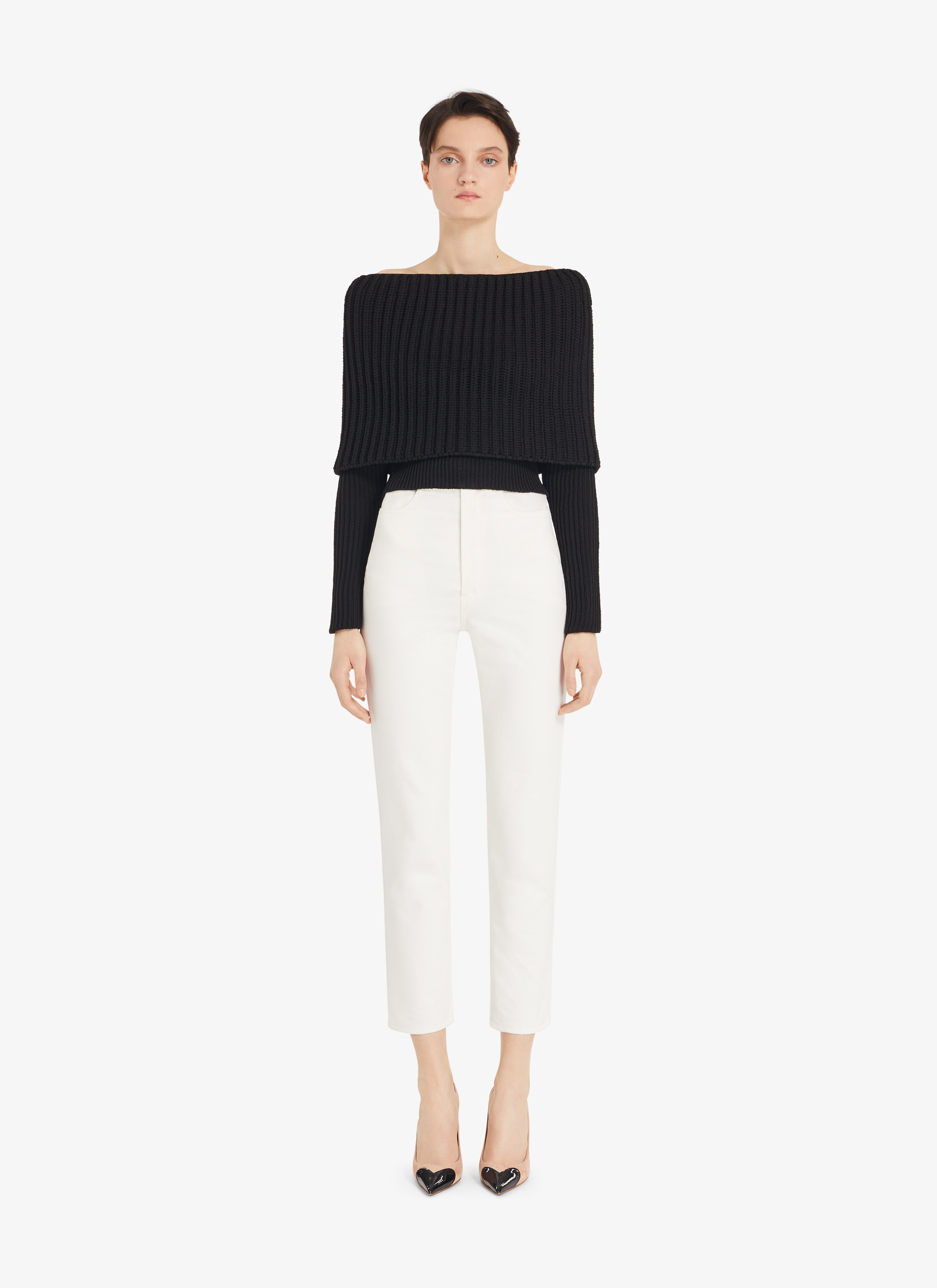 ALAÏA WHITE HIGH-WAIST WHITE DENIM JEANS 