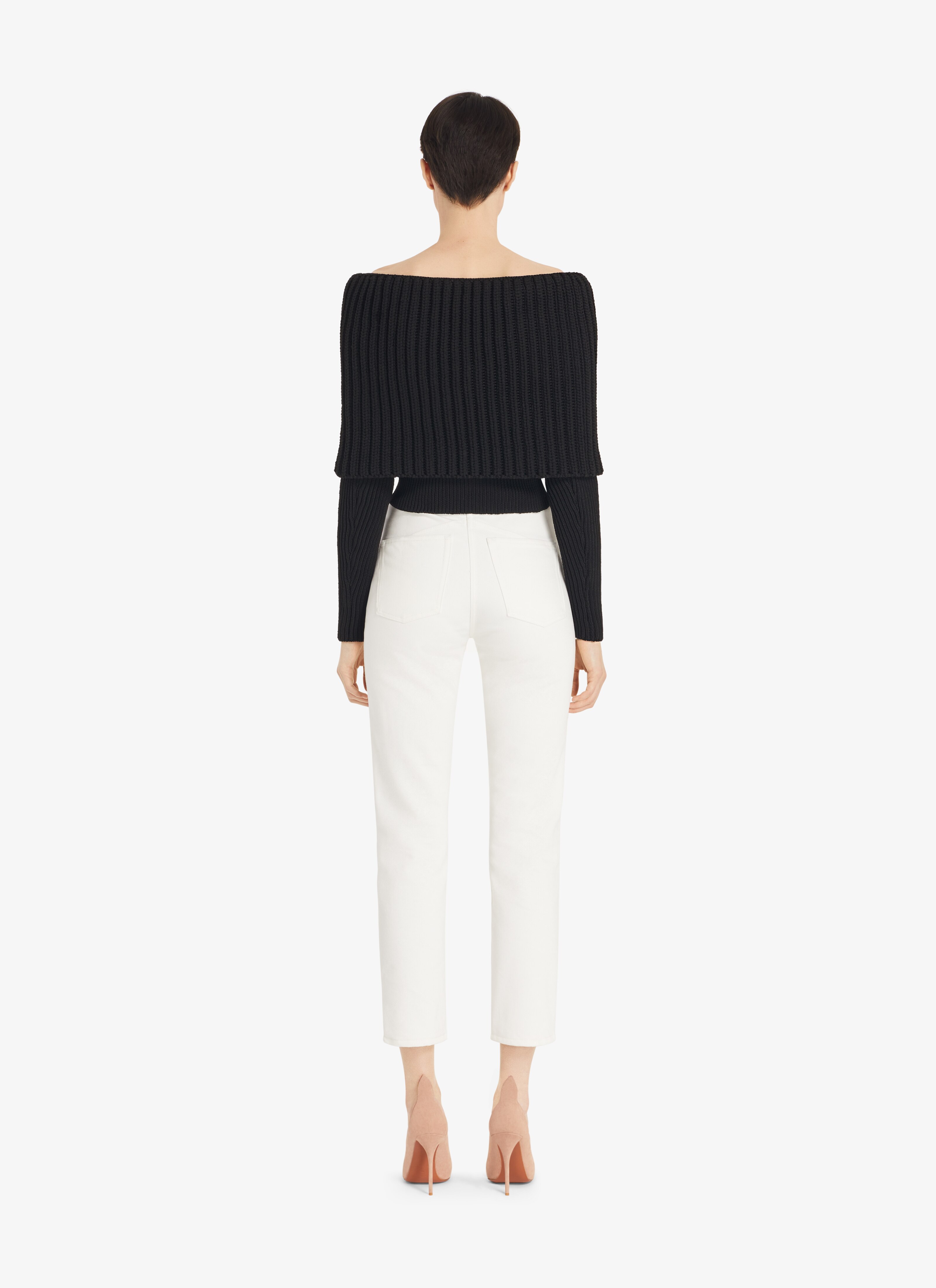 ALAÏA WHITE HIGH-WAIST WHITE DENIM JEANS 