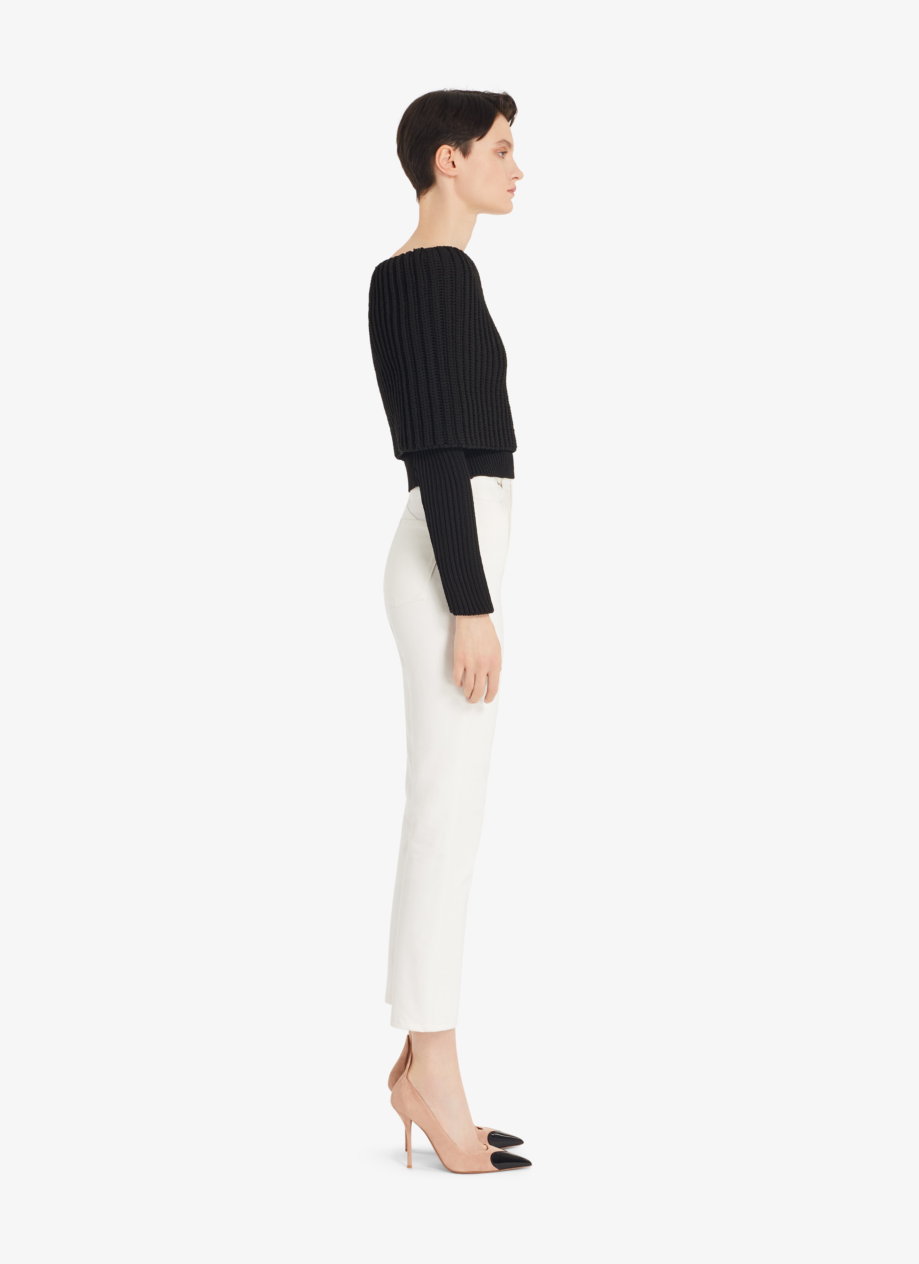 ALAÏA WHITE HIGH-WAIST WHITE DENIM JEANS 