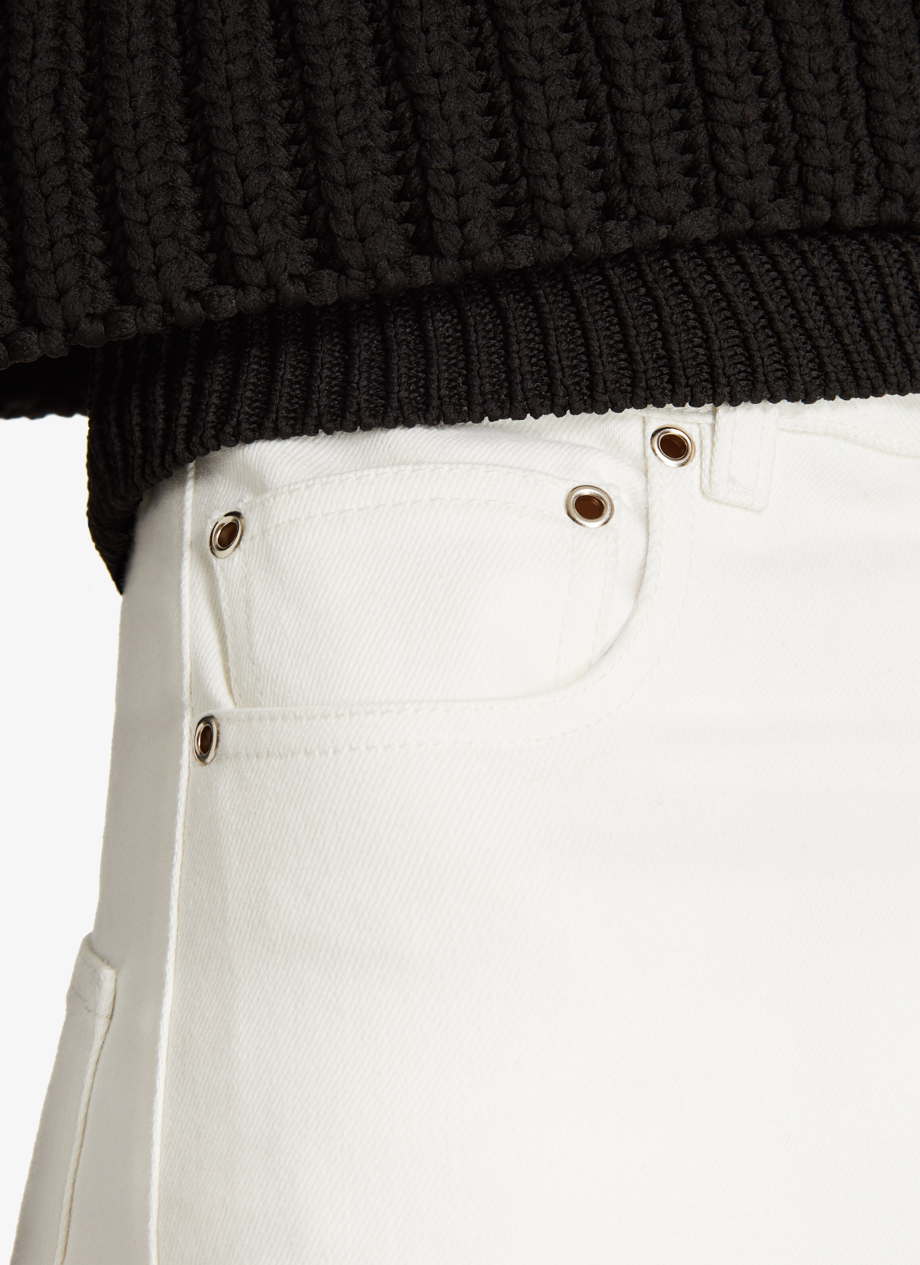 ALAÏA WHITE HIGH-WAIST WHITE DENIM JEANS 
