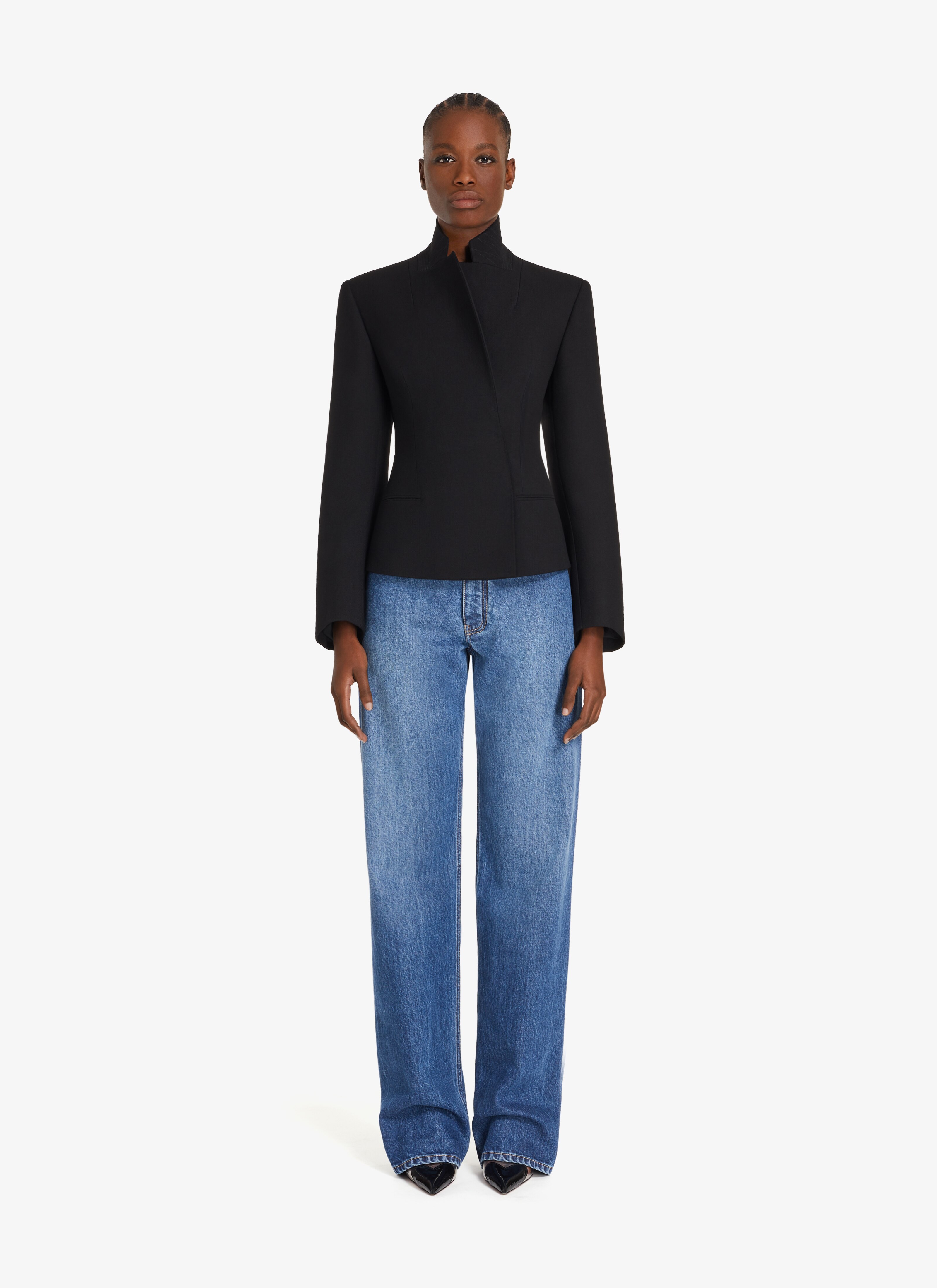 ALAÏA BLUE JEANS LOVER LOW-WAIST JEANS IN DENIM