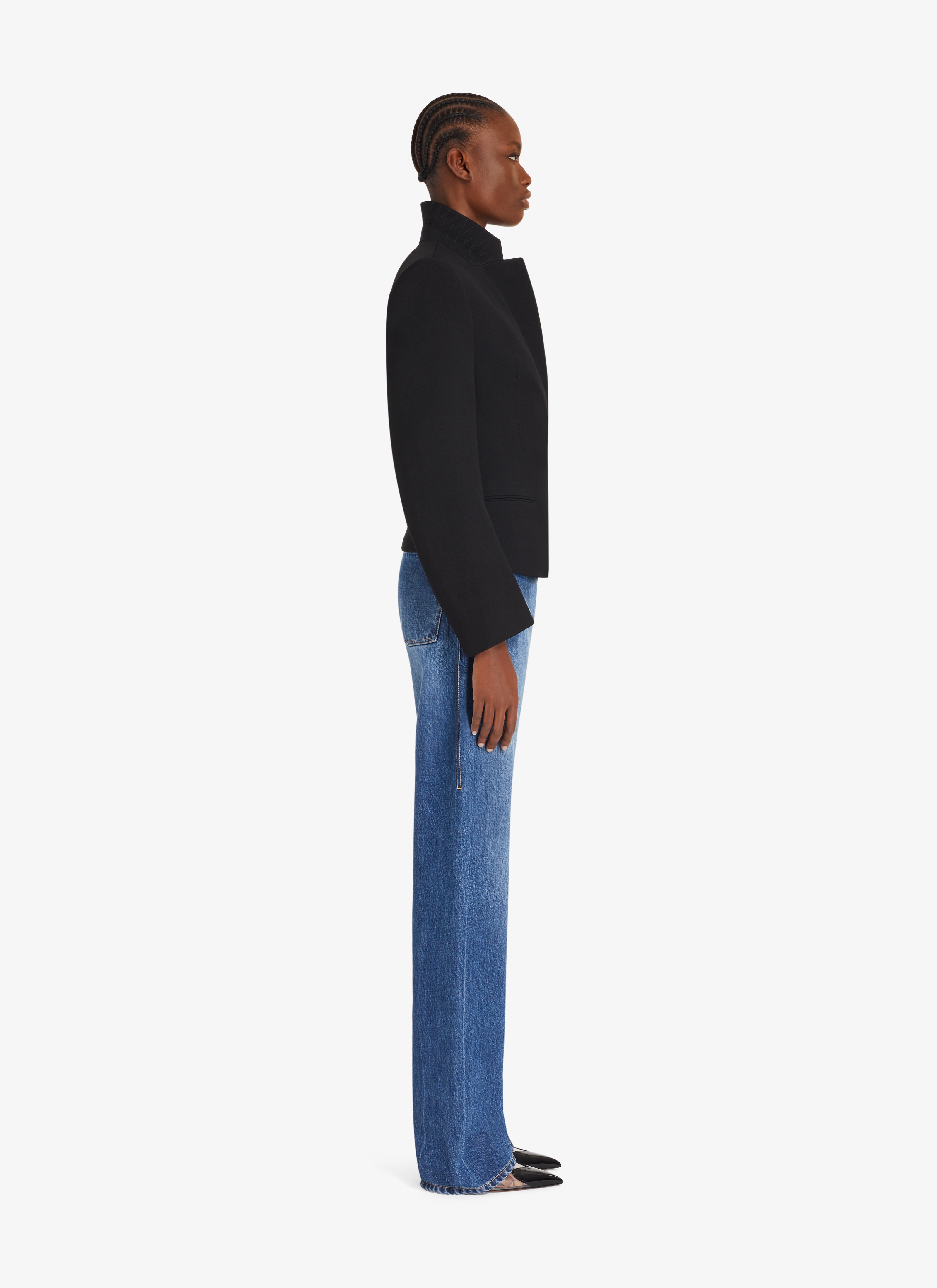 ALAÏA BLUE JEANS LOVER LOW-WAIST JEANS IN DENIM