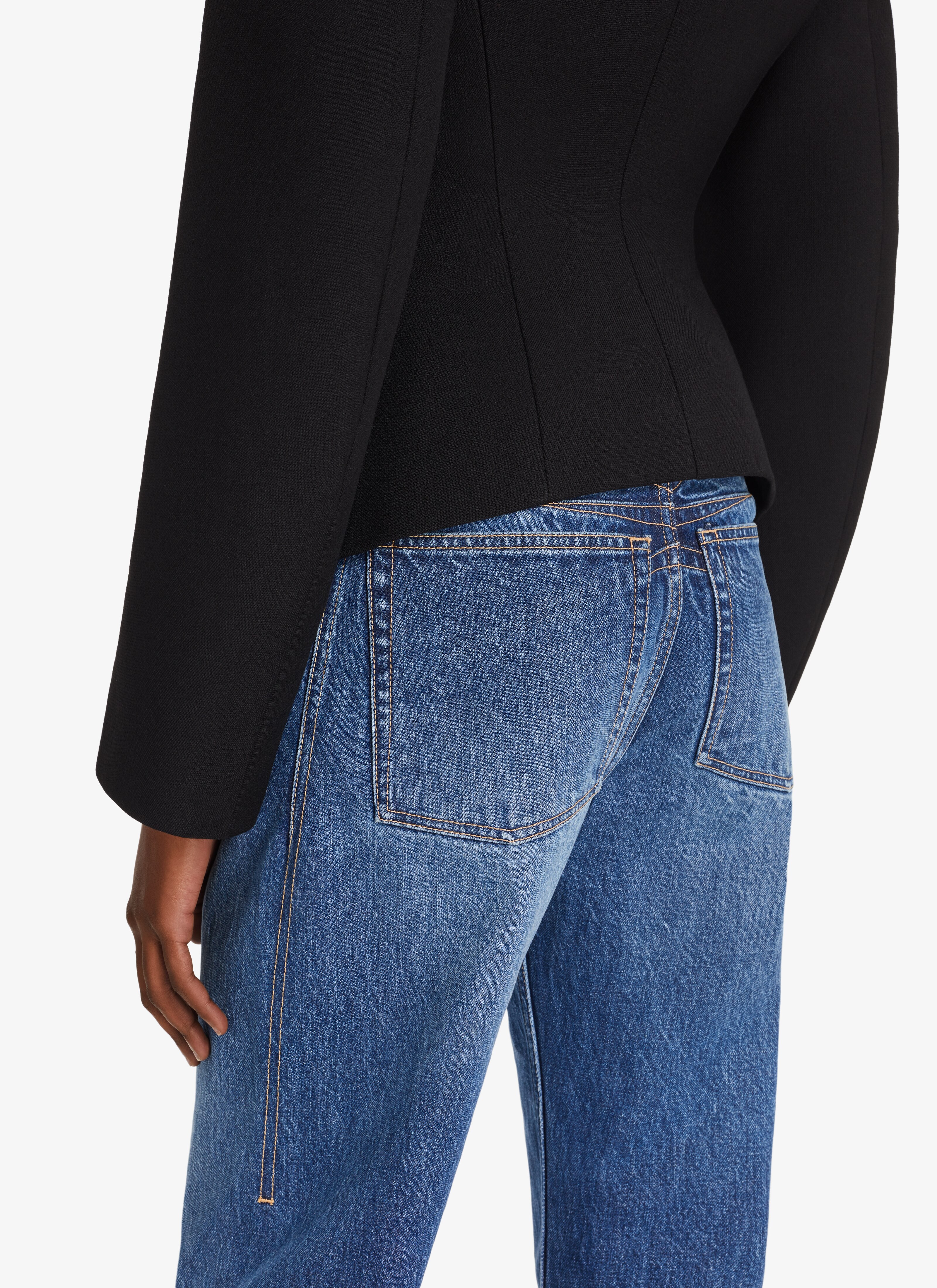 ALAÏA BLUE JEANS LOVER LOW-WAIST JEANS IN DENIM