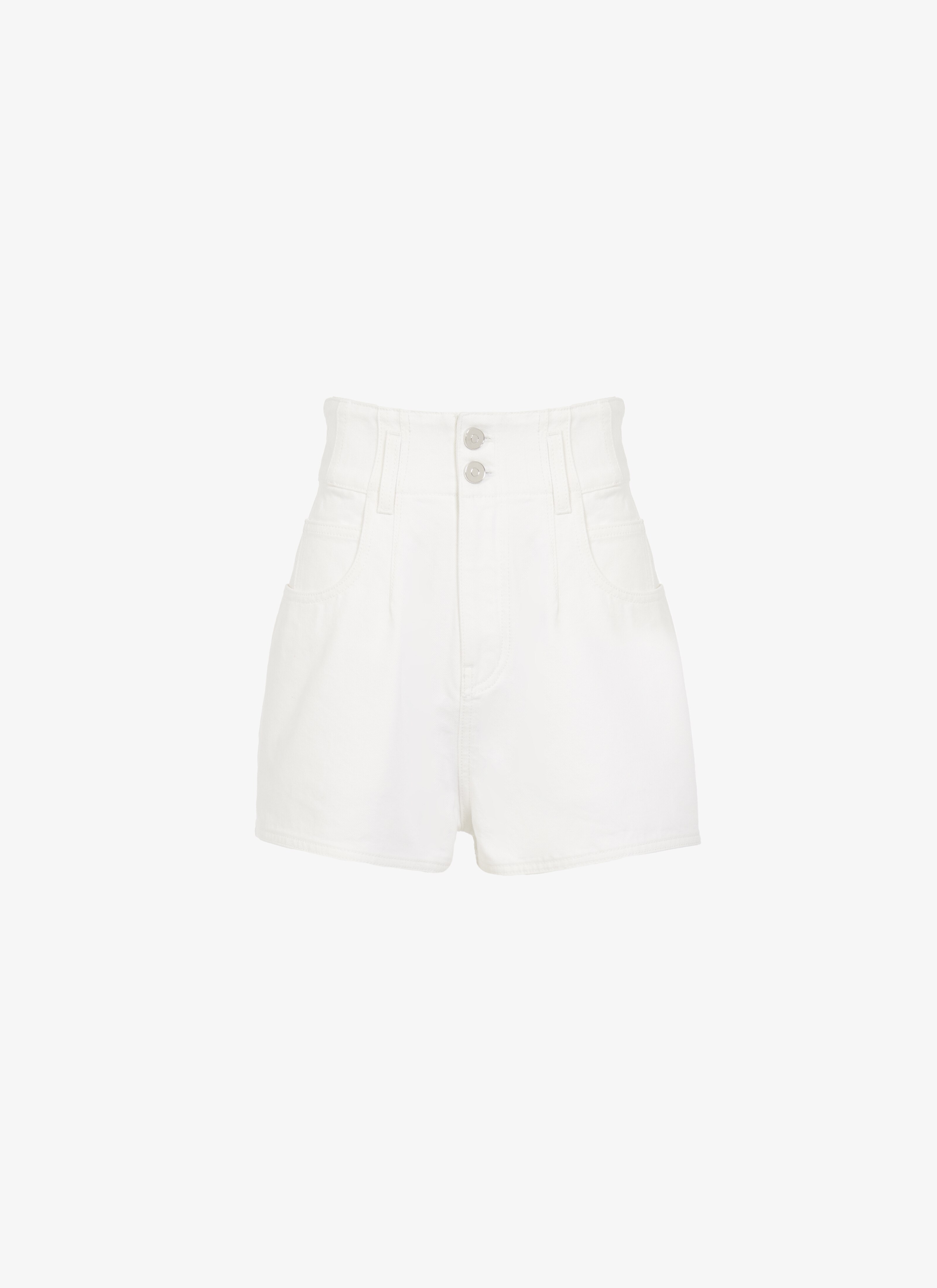 Women's White High Waist White Denim Shorts | ALAÏA PE