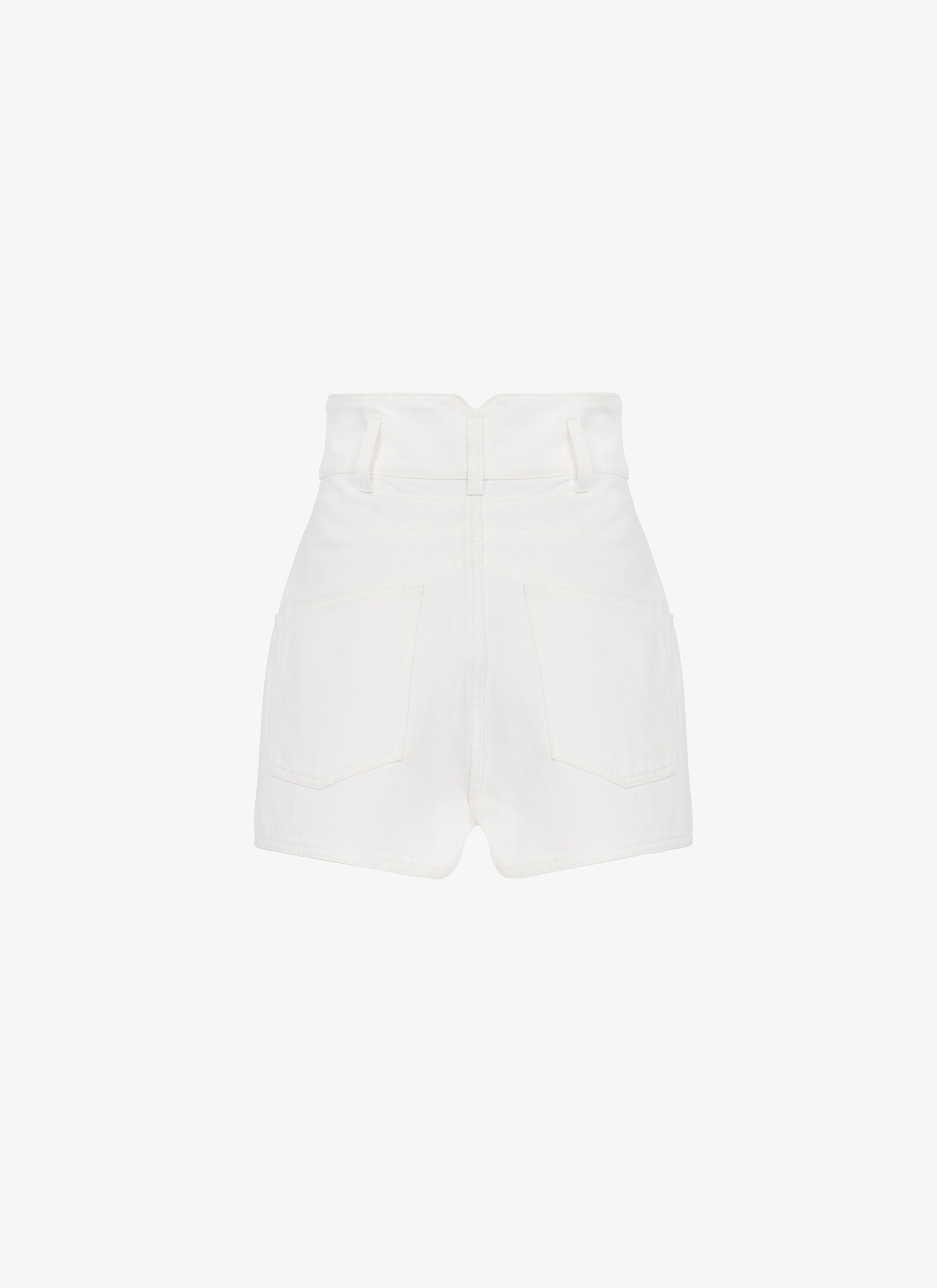 ALAÏA WHITE HIGH-WAIST DENIM SHORTS
