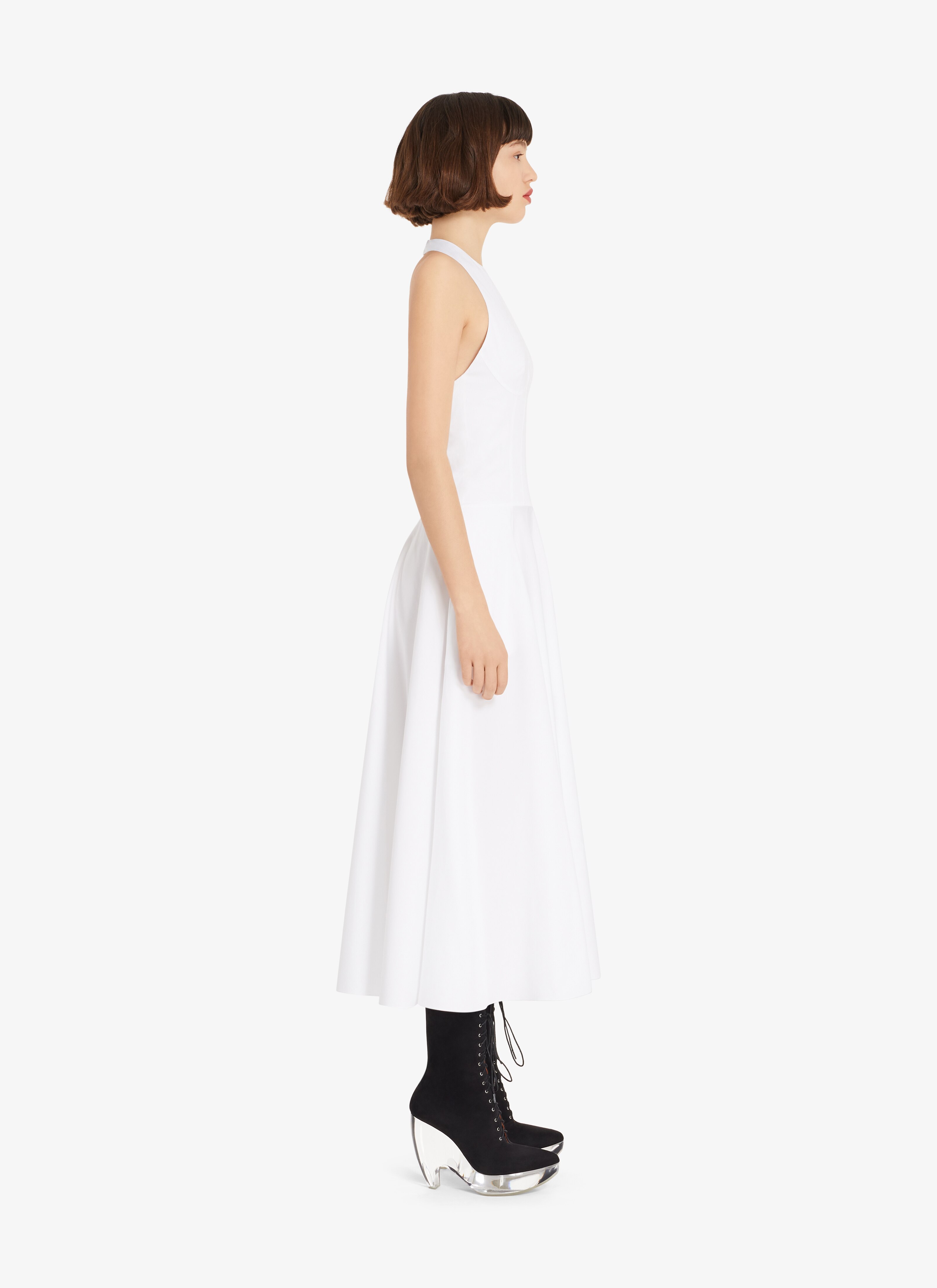 ALAÏA PRENDISOLE LUNGO IN POPELINE GIAPPONESE BIANCO
