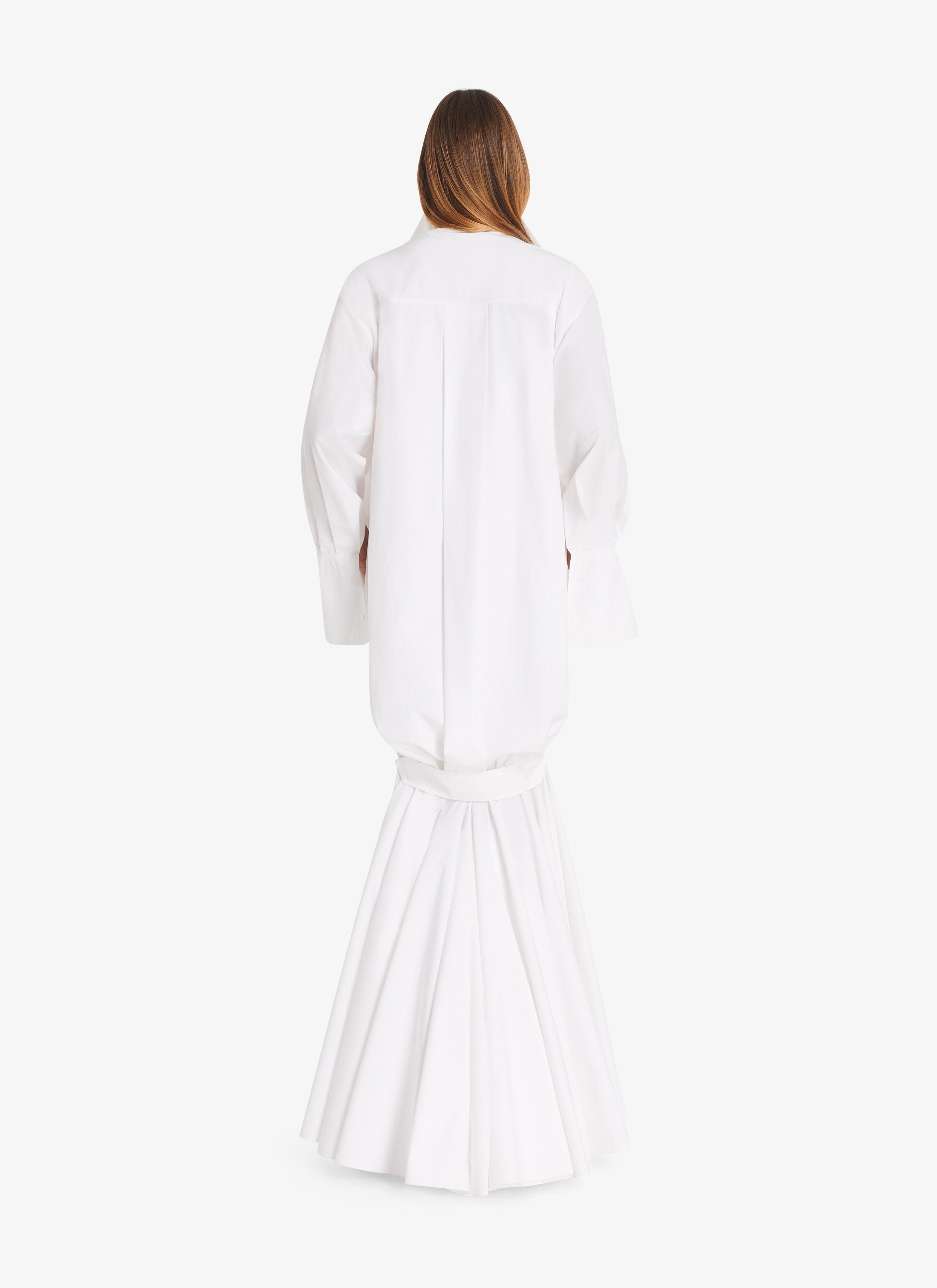 ALAÏA WHITE MAXI DRESS IN JAPANESE POPLIN