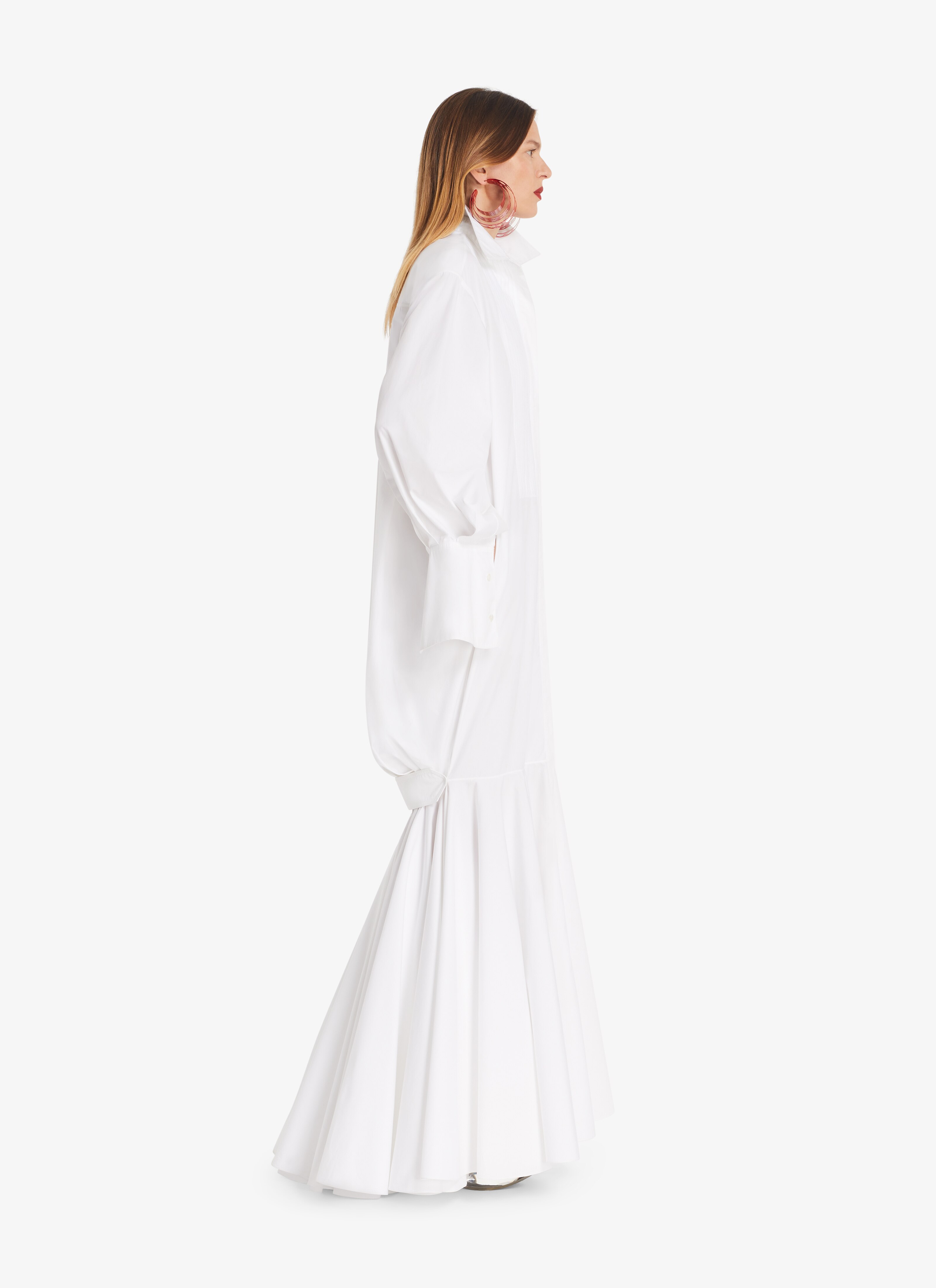 ALAÏA WHITE MAXI DRESS IN JAPANESE POPLIN
