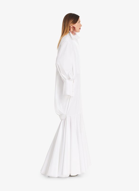 Maxi Dress in japanese poplin ALAÏA WHITE MAXI DRESS IN JAPANESE POPLIN