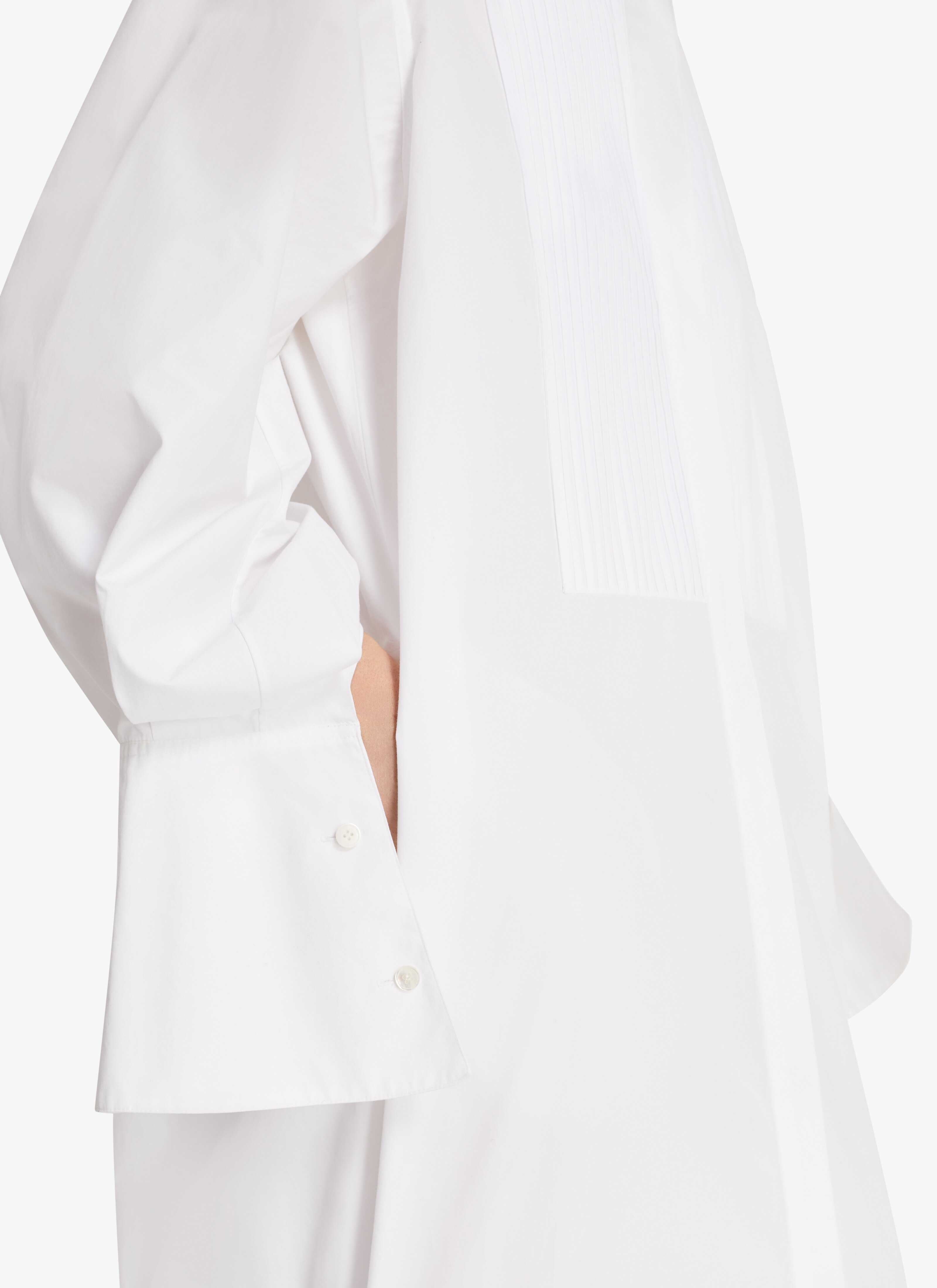 ALAÏA WHITE MAXI DRESS IN JAPANESE POPLIN