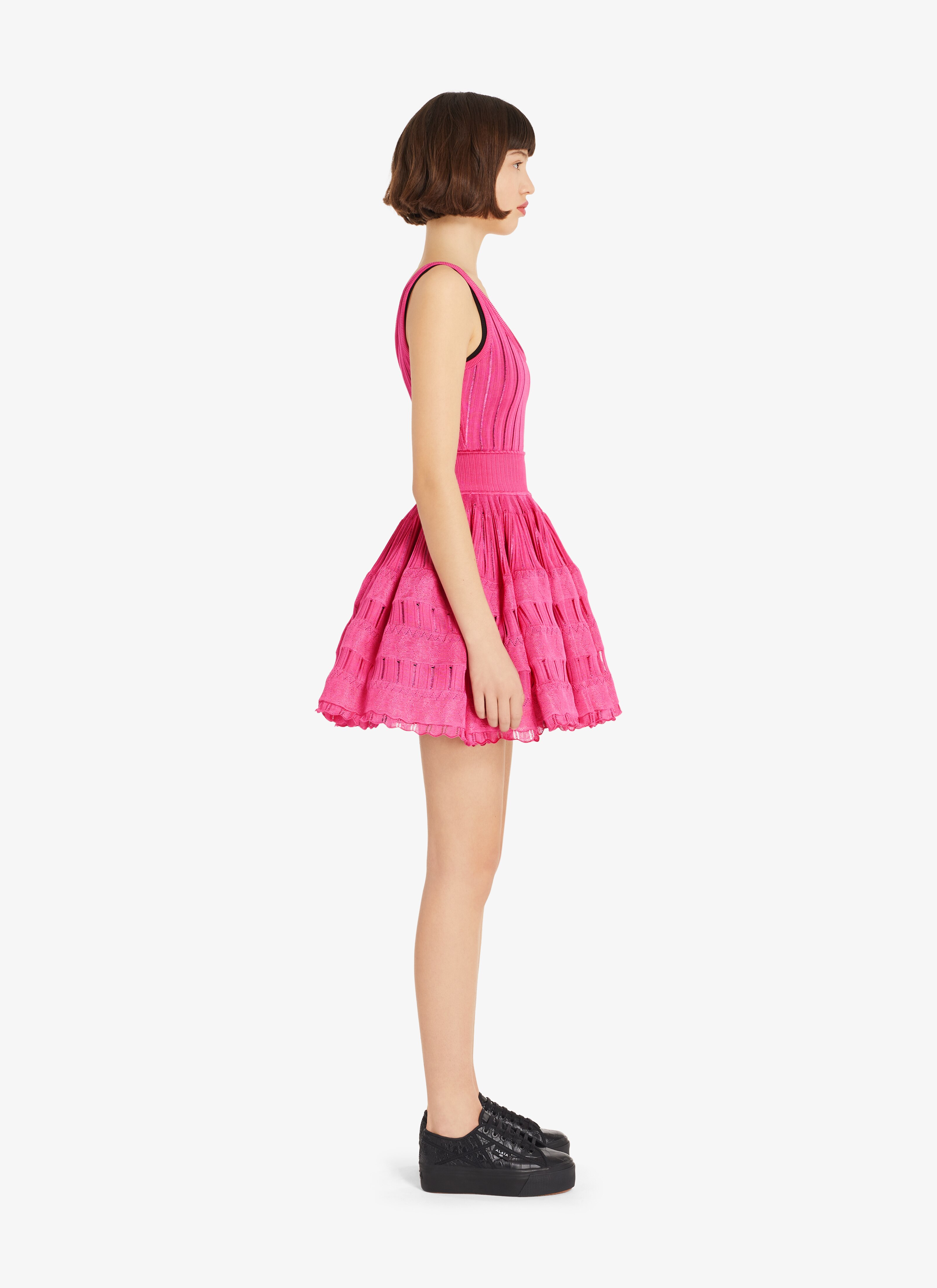 ALAÏA FUCHSIA SHINY CRINOLINE DRESS