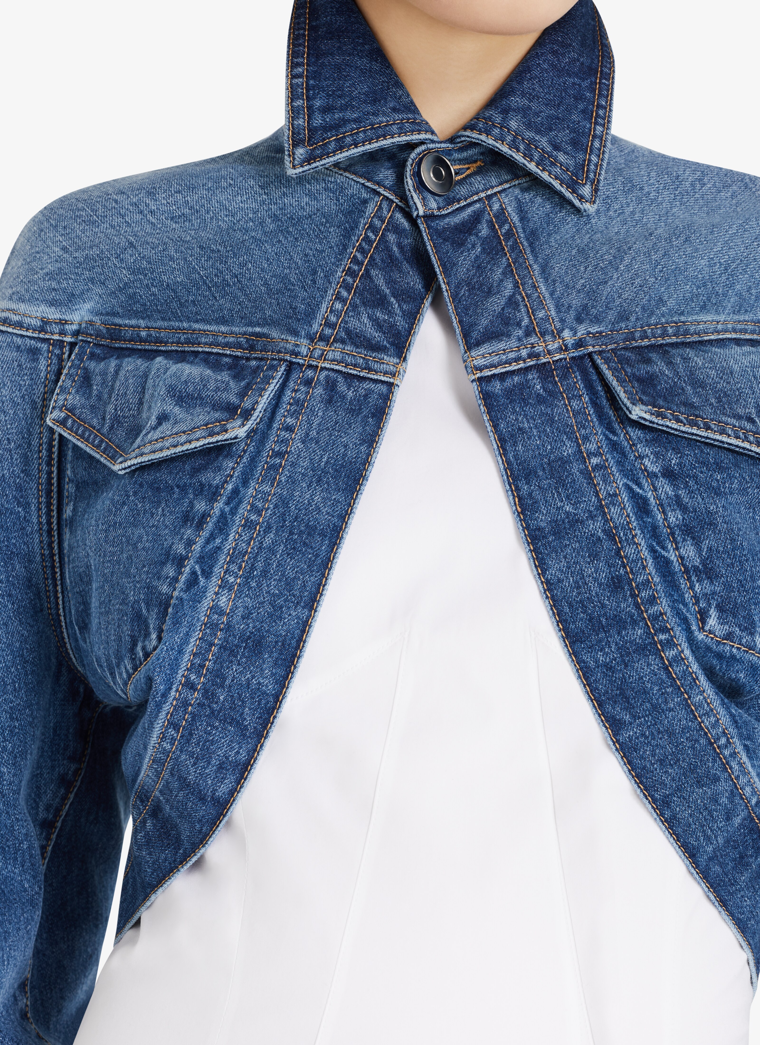 ALAÏA BLUE JEANS CARDI DENIM JACKET