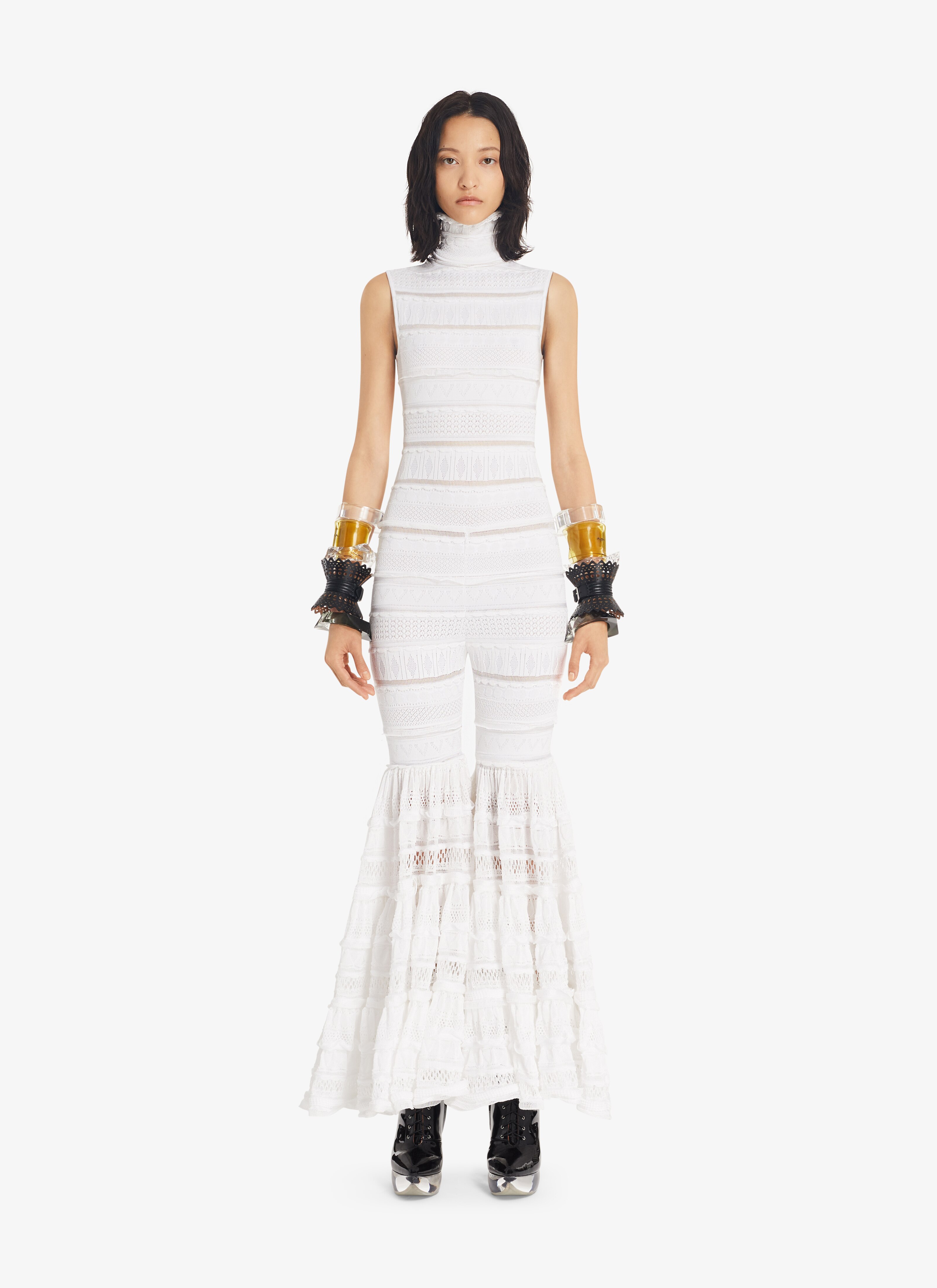 ALAÏA OPTIC WHITE CRINOLINE JUMPSUIT