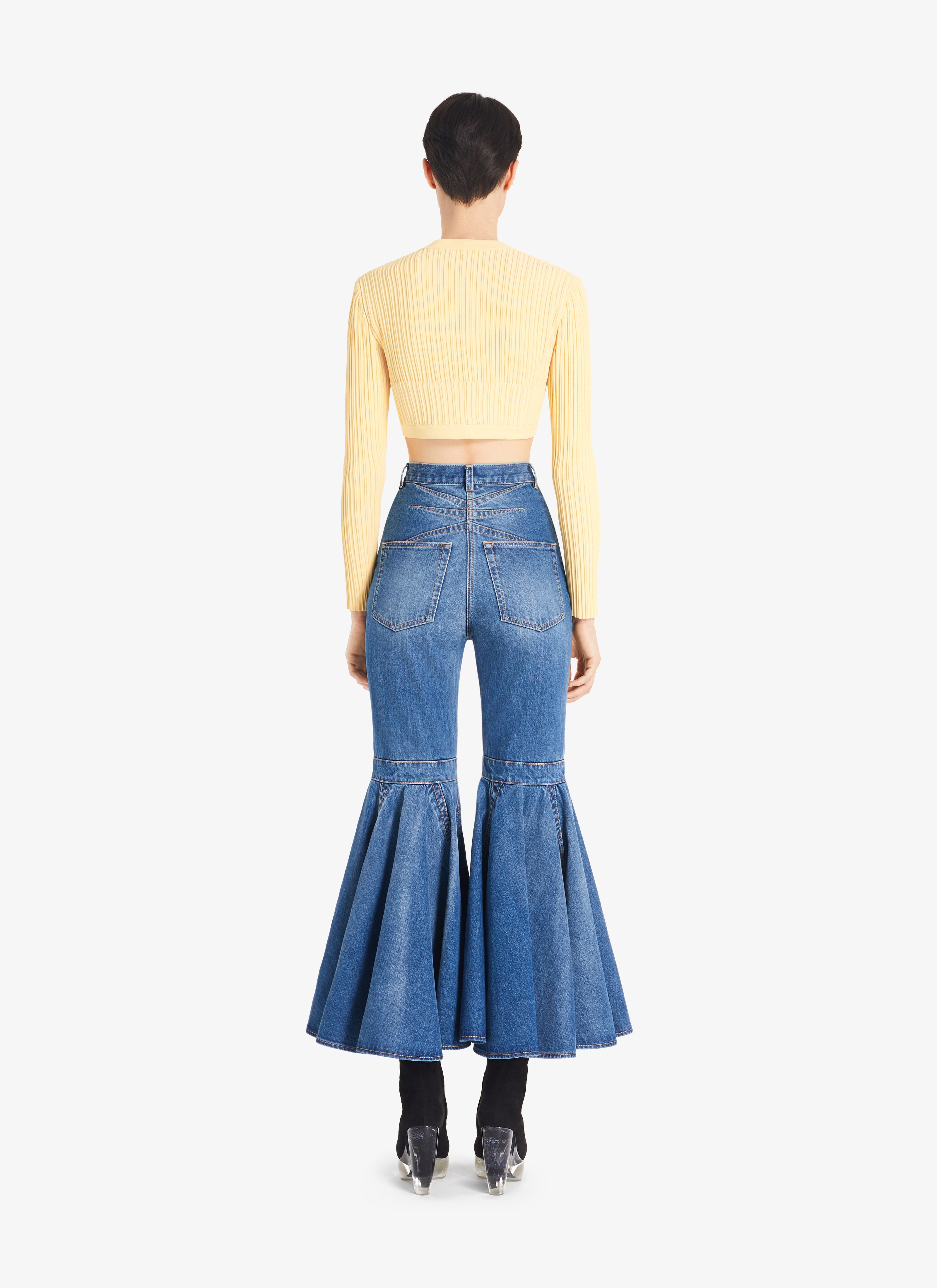 ALAÏA LIGHT YELLOW SPIRAL CARDI CARDIGAN