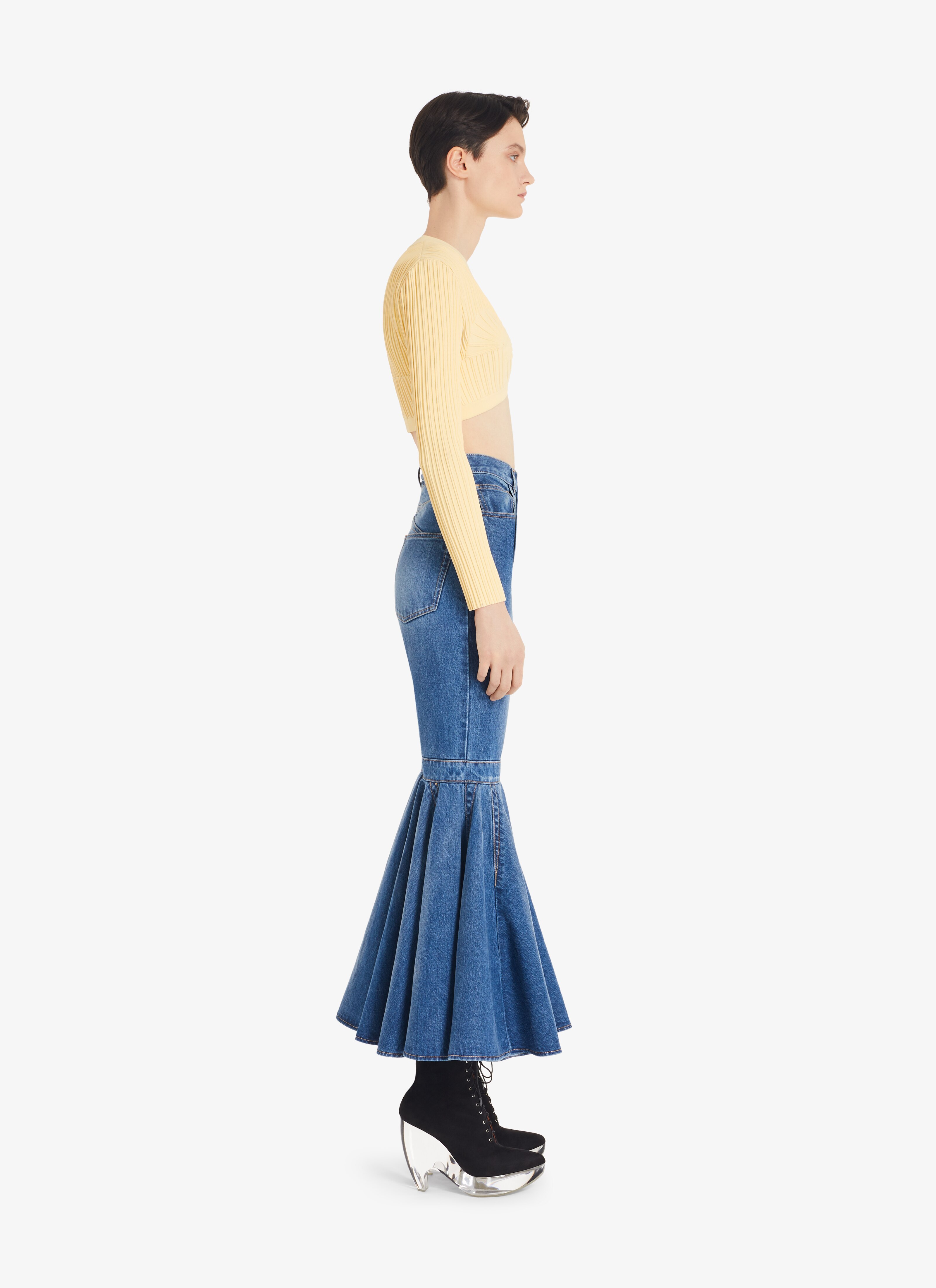 ALAÏA LIGHT YELLOW SPIRAL CARDI CARDIGAN