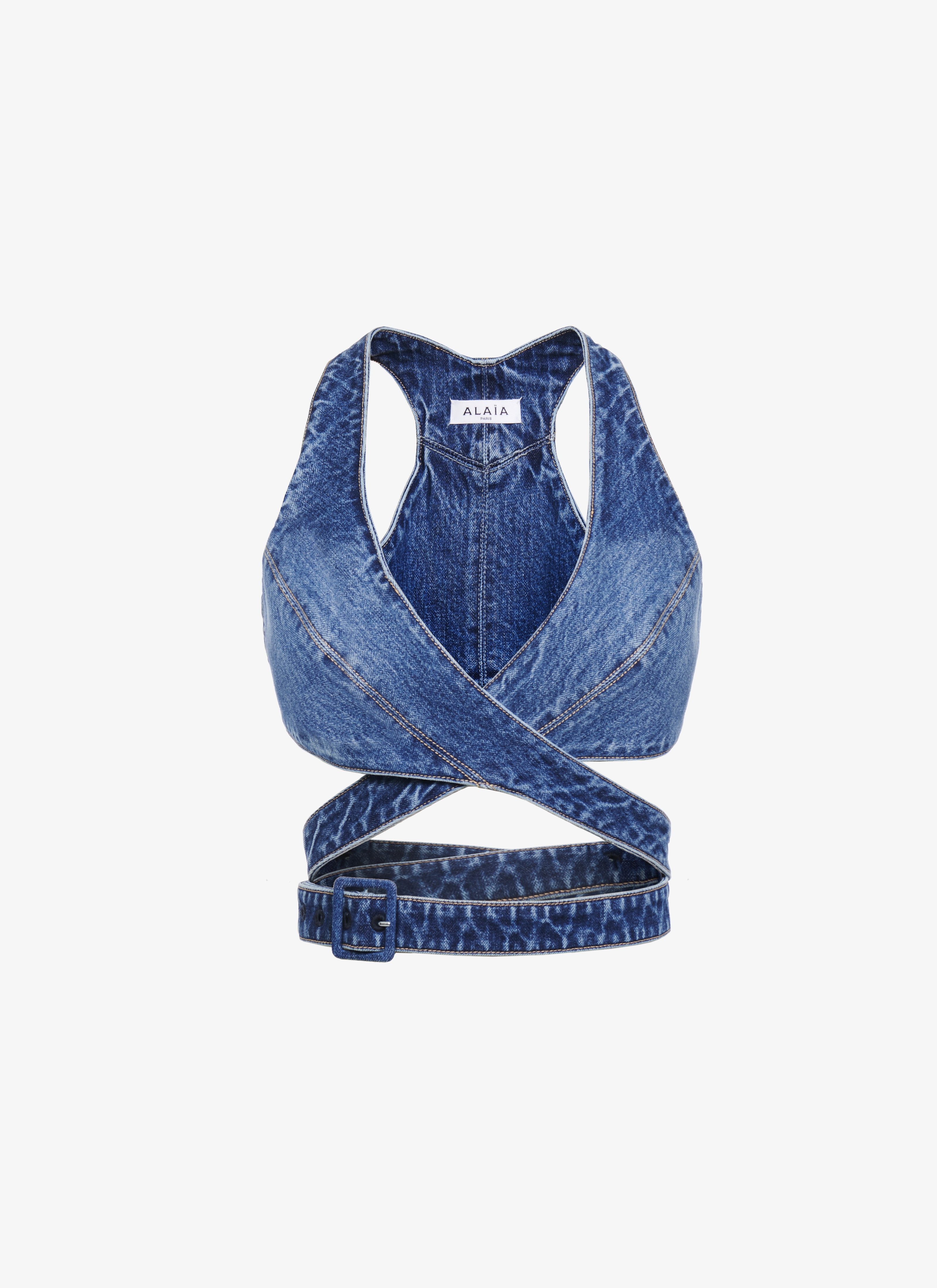 ALAÏA BLUE JEANS ALAÏA DENIM BRA