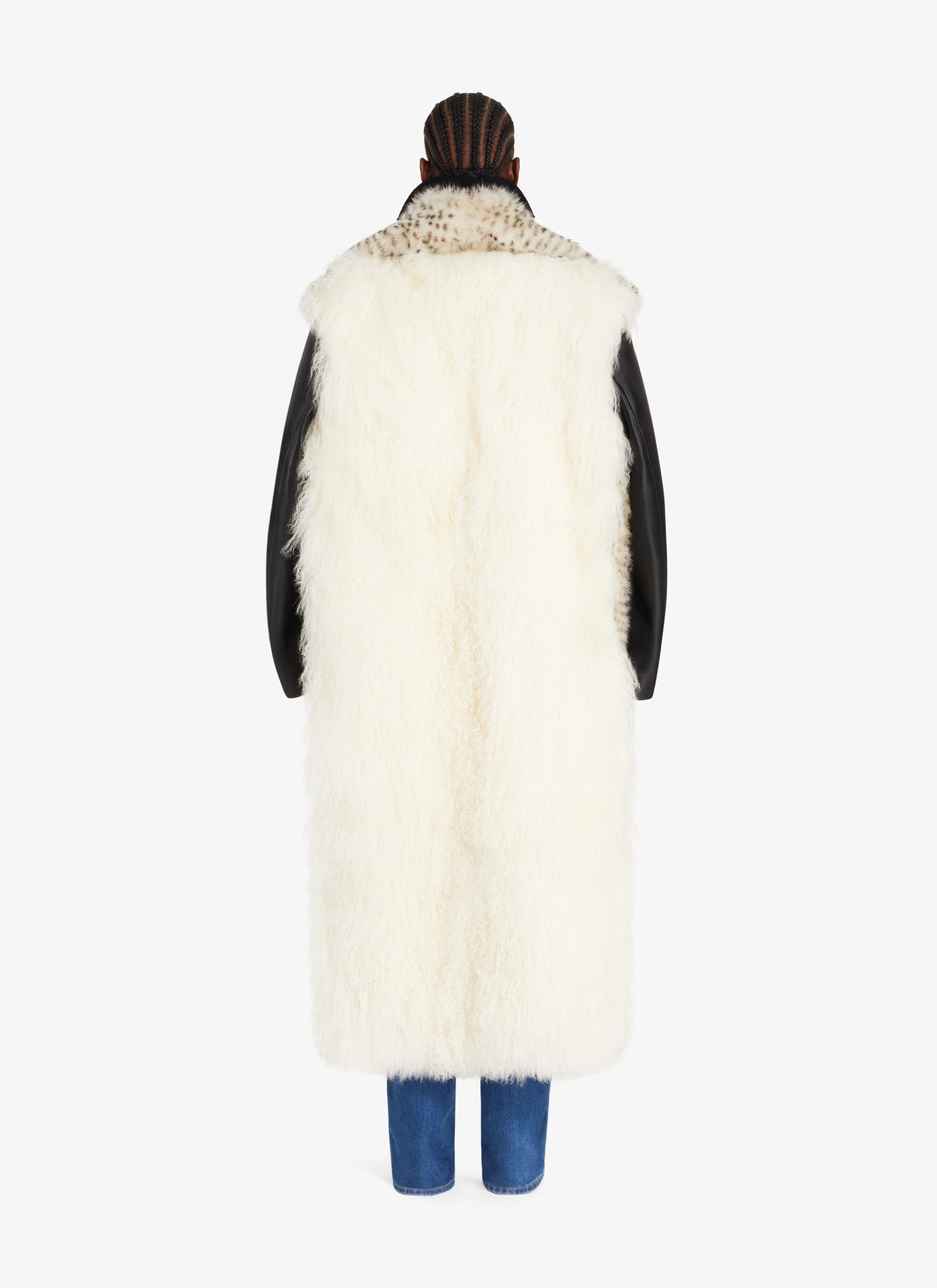 ALAÏA  MAXI COAT IN LAMBSKIN AND FUR
