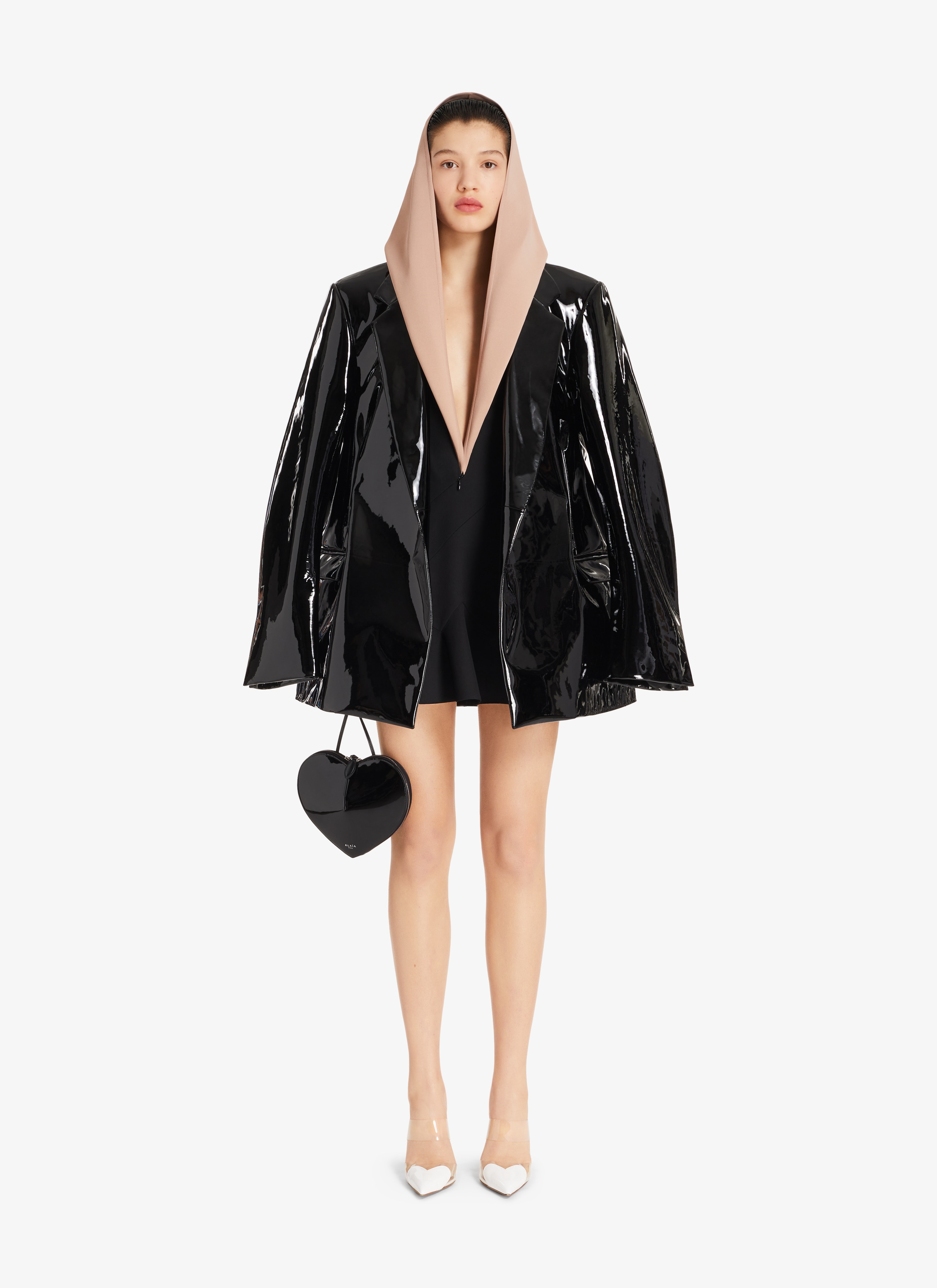 ALAÏA BLACK HOODED TAILORED DRESS