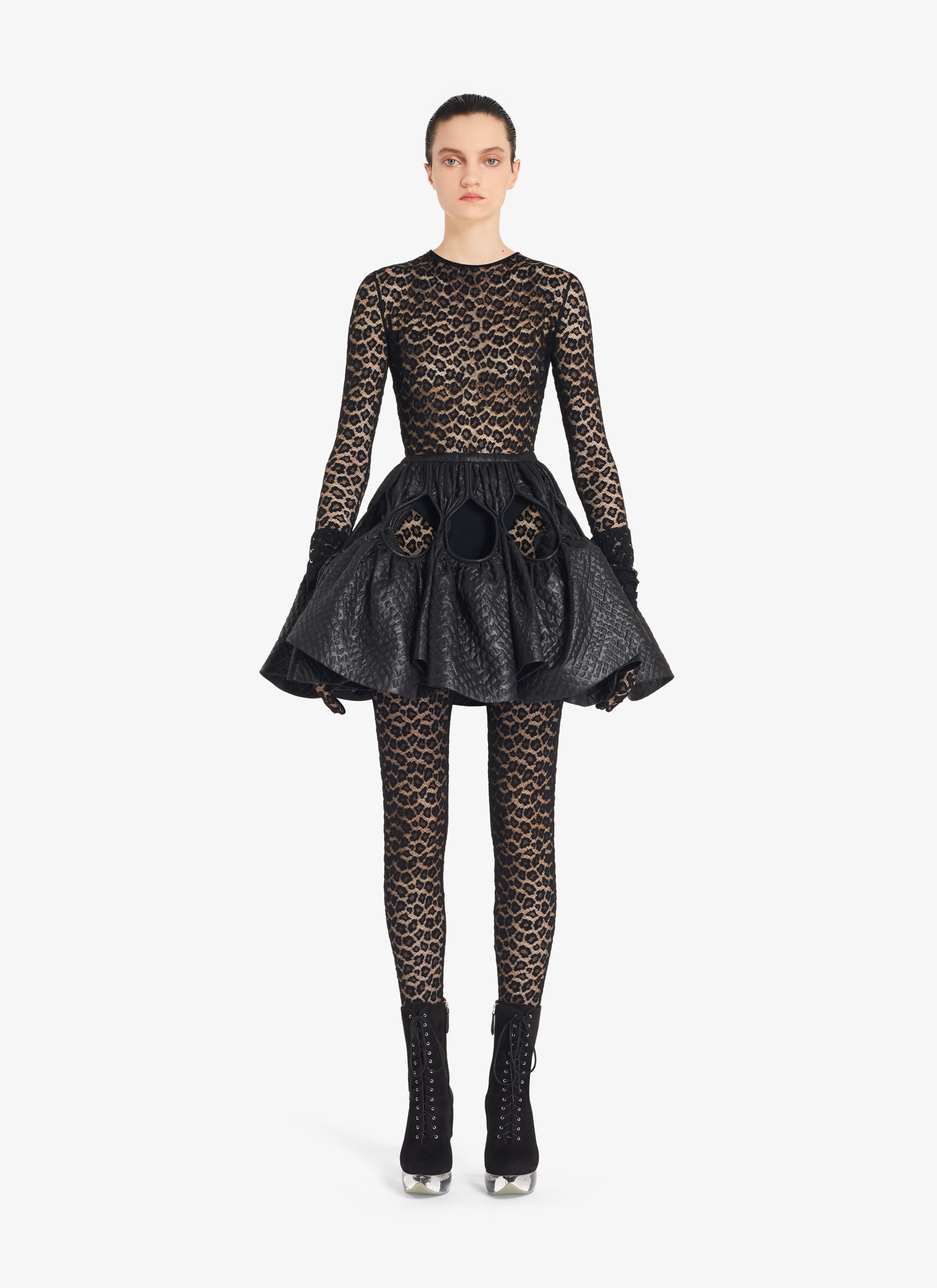 ALAÏA BLACK LEOPARD LACE BODY