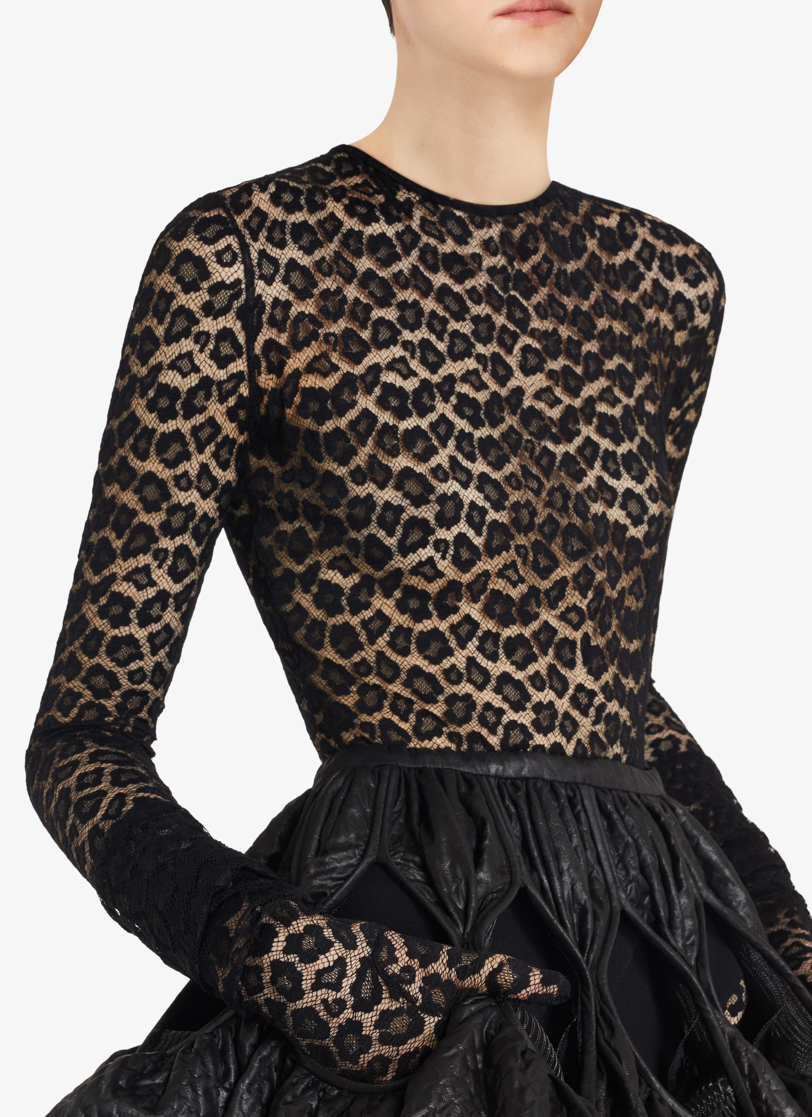 ALAÏA BLACK LEOPARD LACE BODY