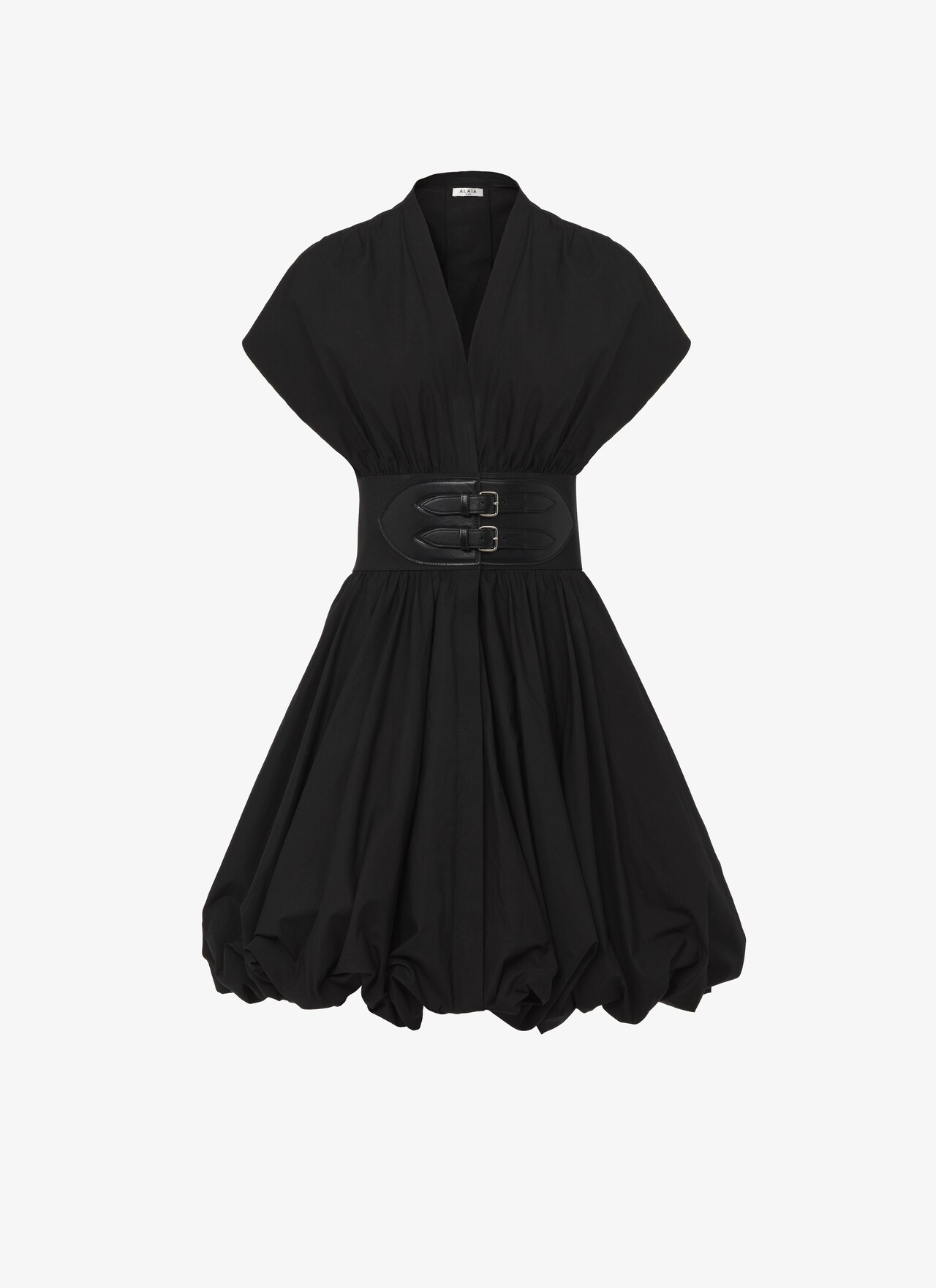 Women's Black Belted Japanese Poplin Dress | ALAÏA UK