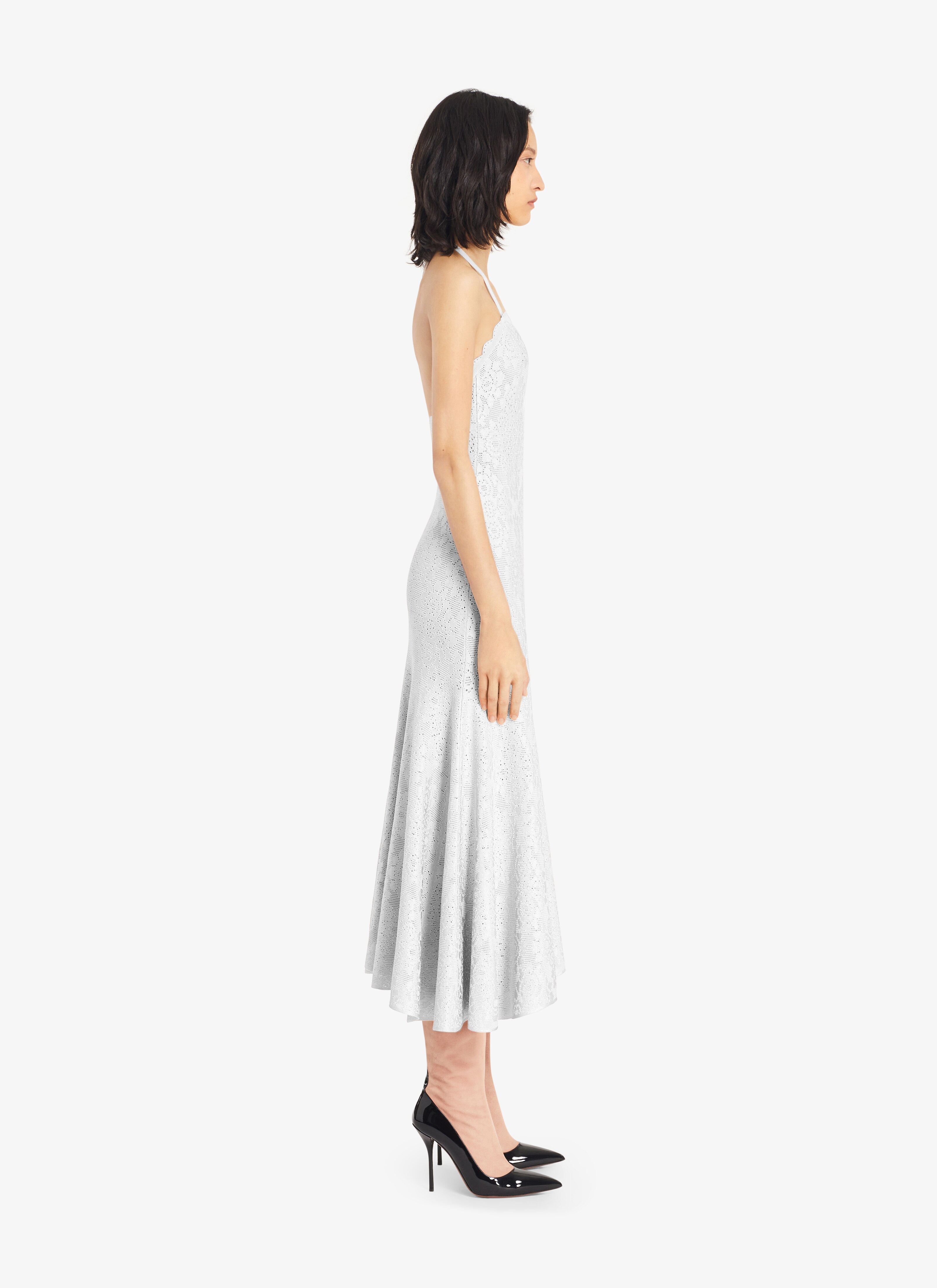 ALAÏA IVORY/WHITE LINGERIE PENCIL DRESS