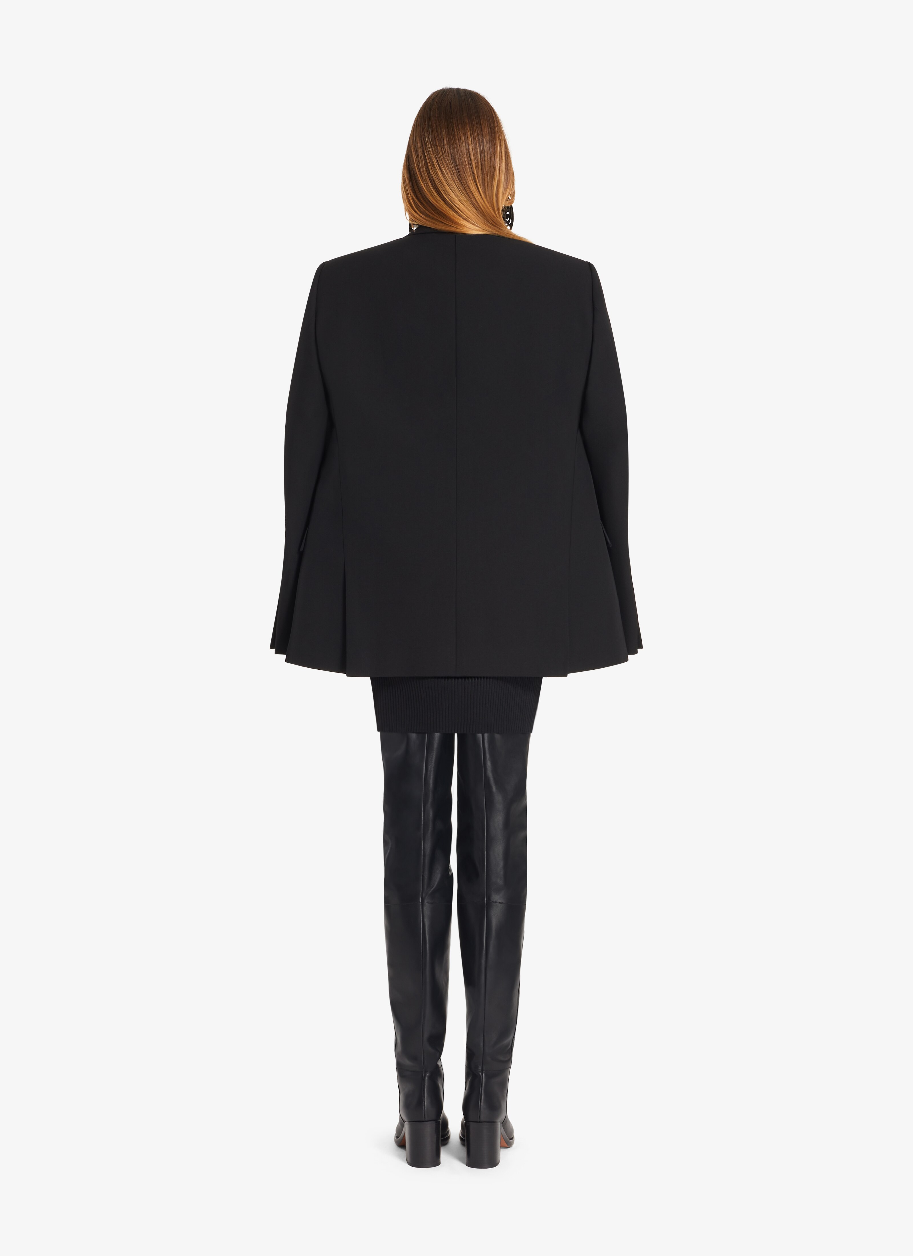 ALAÏA BLACK DOUBLE-BREASTED WOOL GABARDINE BLAZER