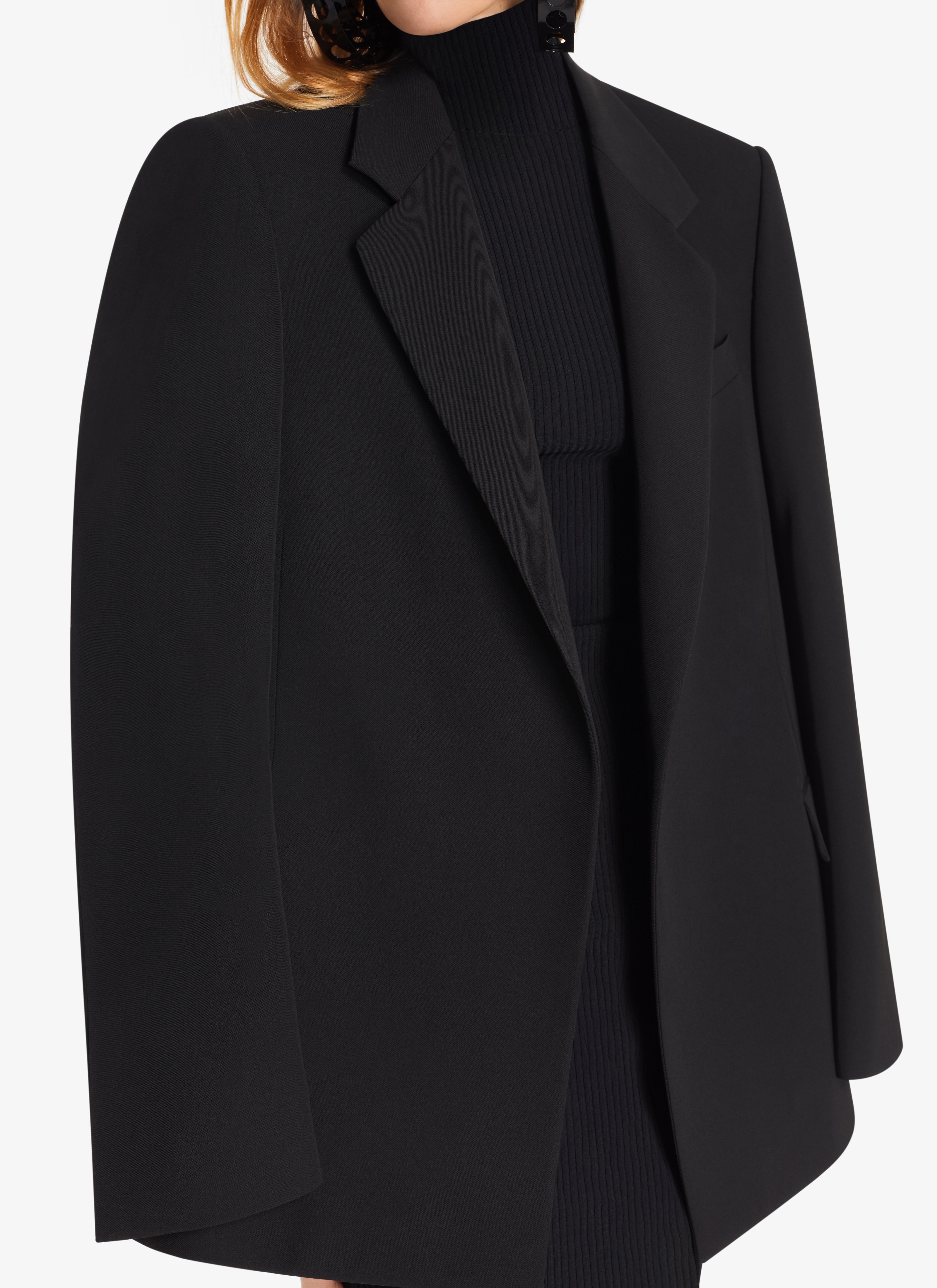 ALAÏA BLACK DOUBLE-BREASTED WOOL GABARDINE BLAZER