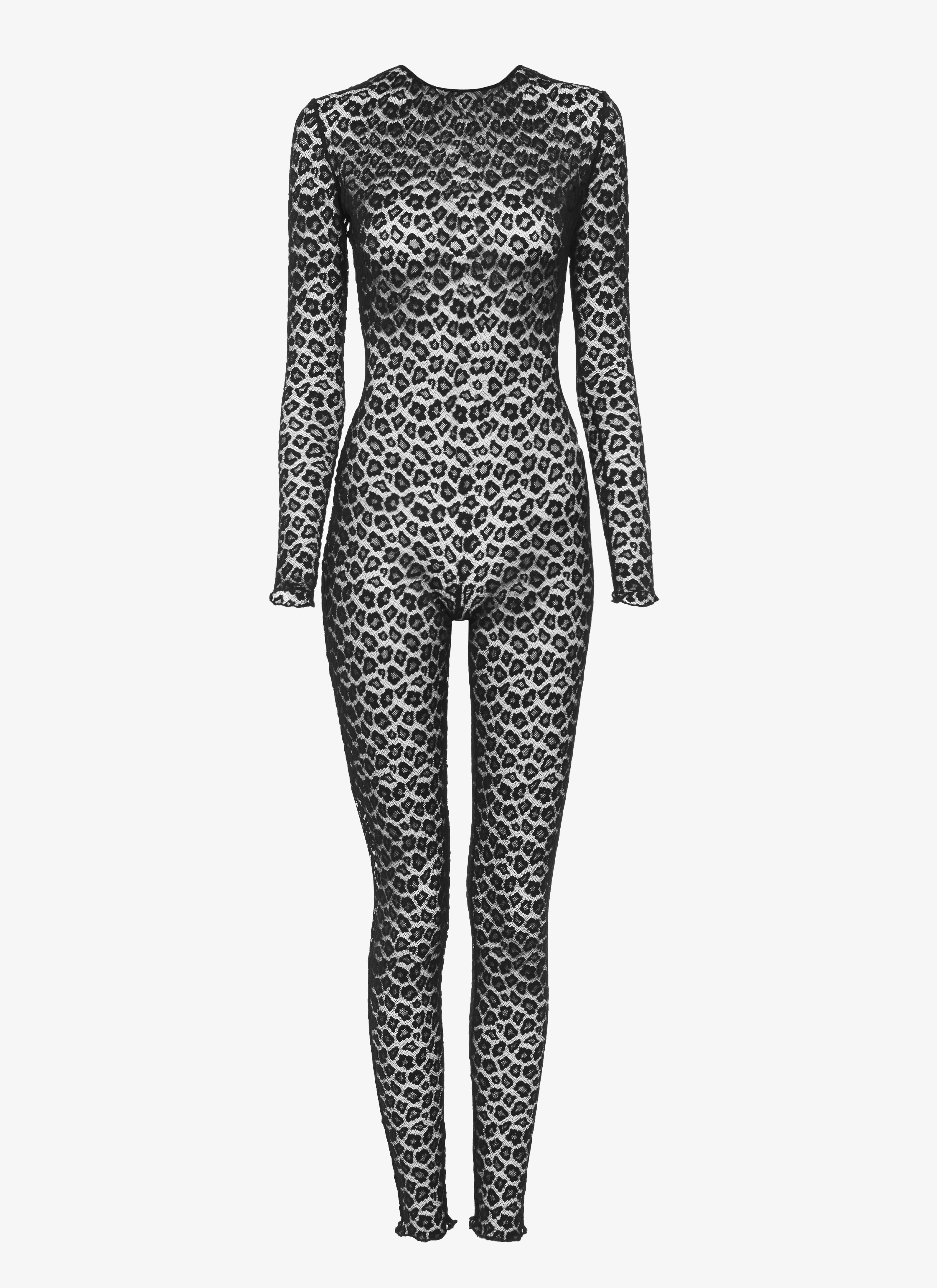 ALAÏA ブラック LEOPARDレース キャットスーツ