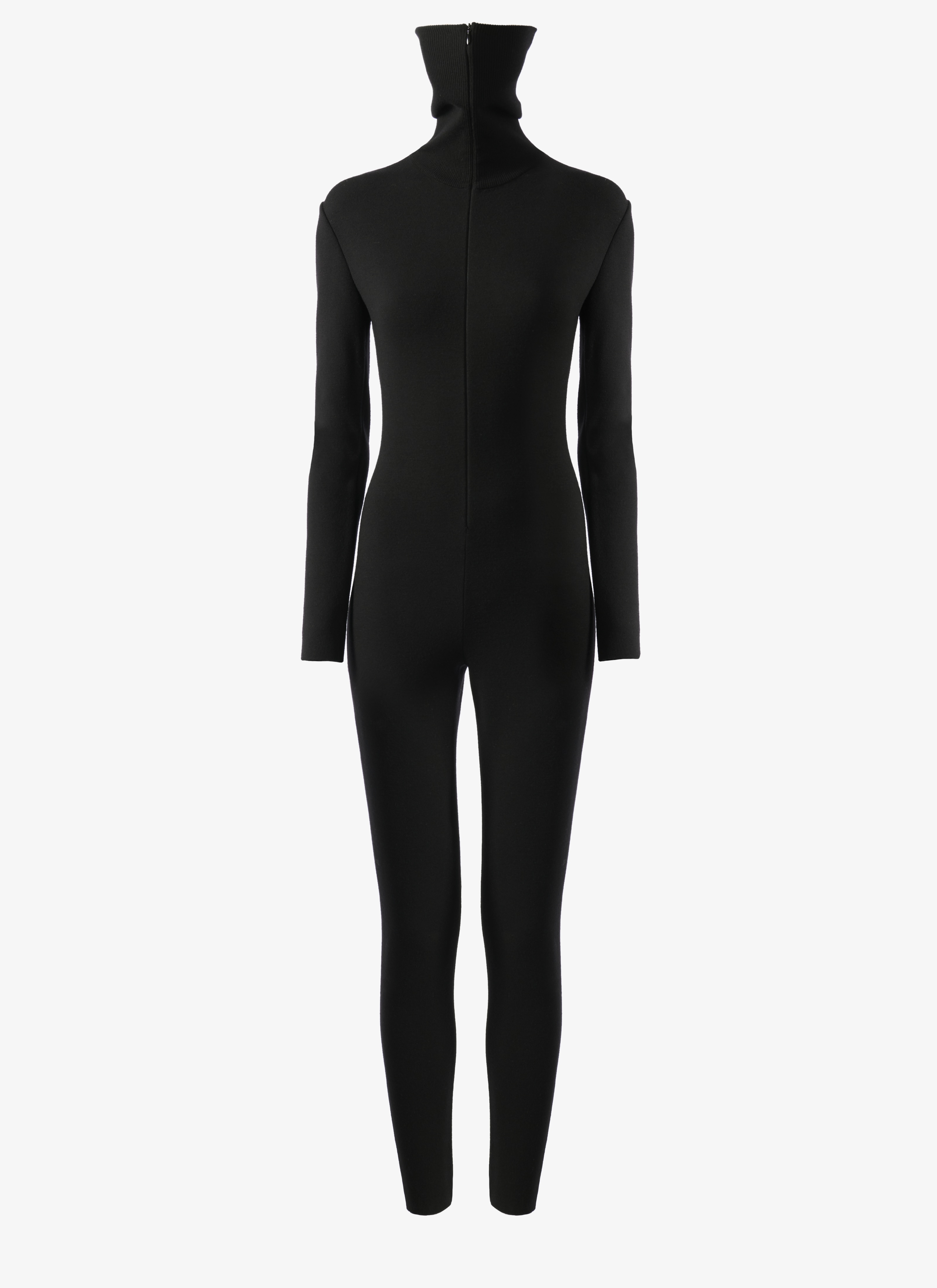 ALAÏA BLACK MINIMALIST JUMPSUIT IN WOOL