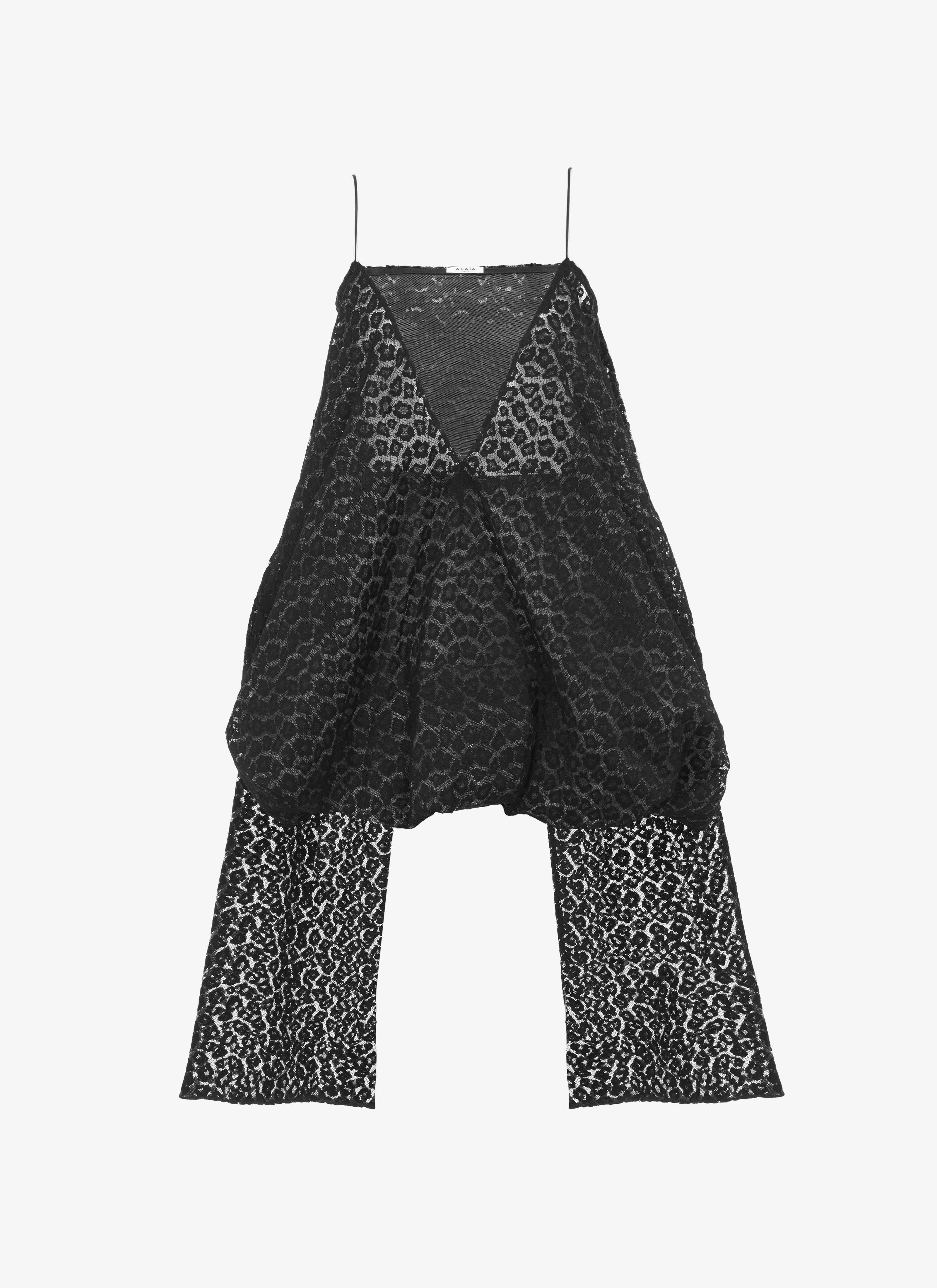 ALAÏA BLACK DRAPPED LACE DRESS