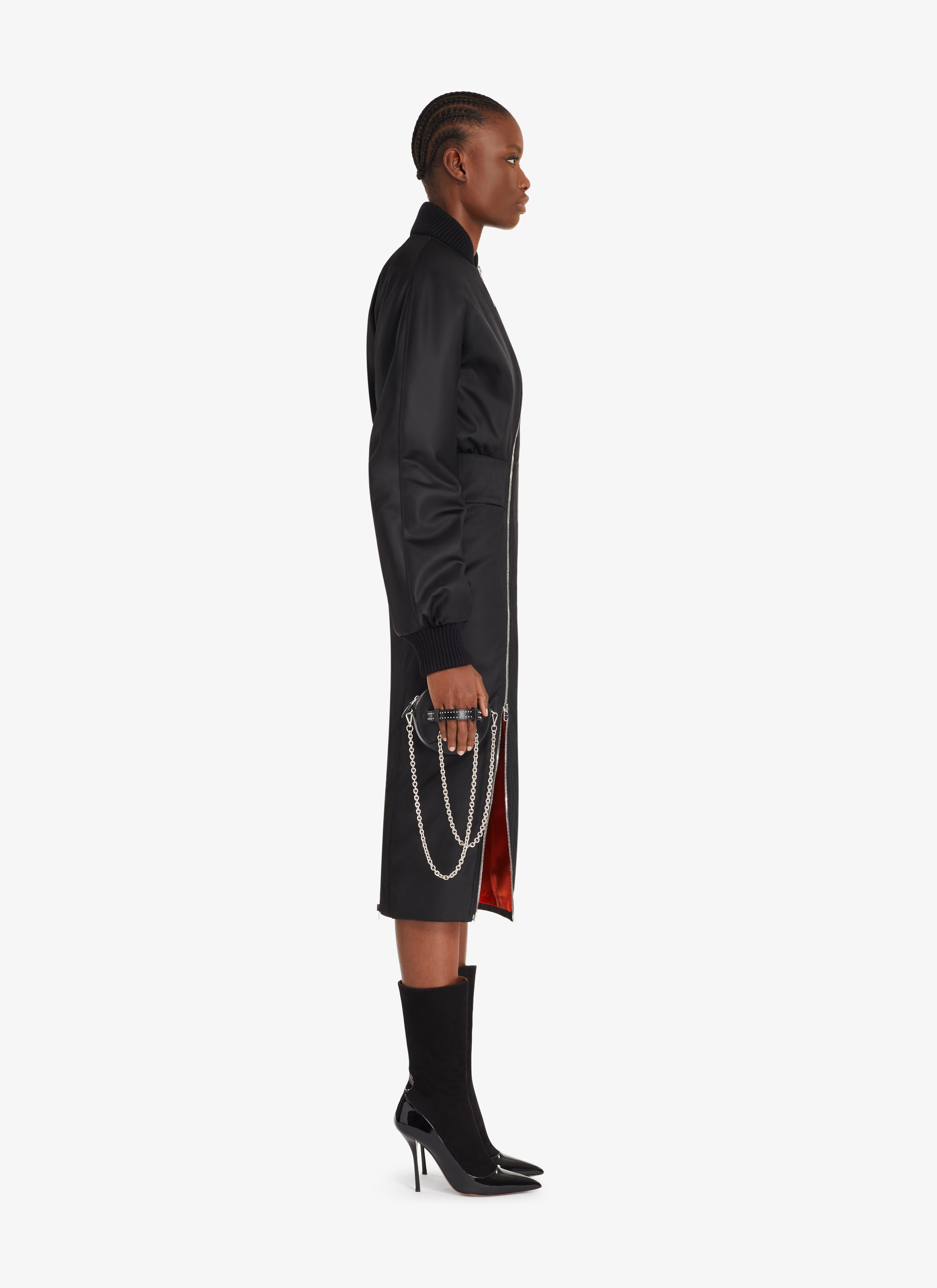 ALAÏA BLACK MIDI BOMBER DRESS