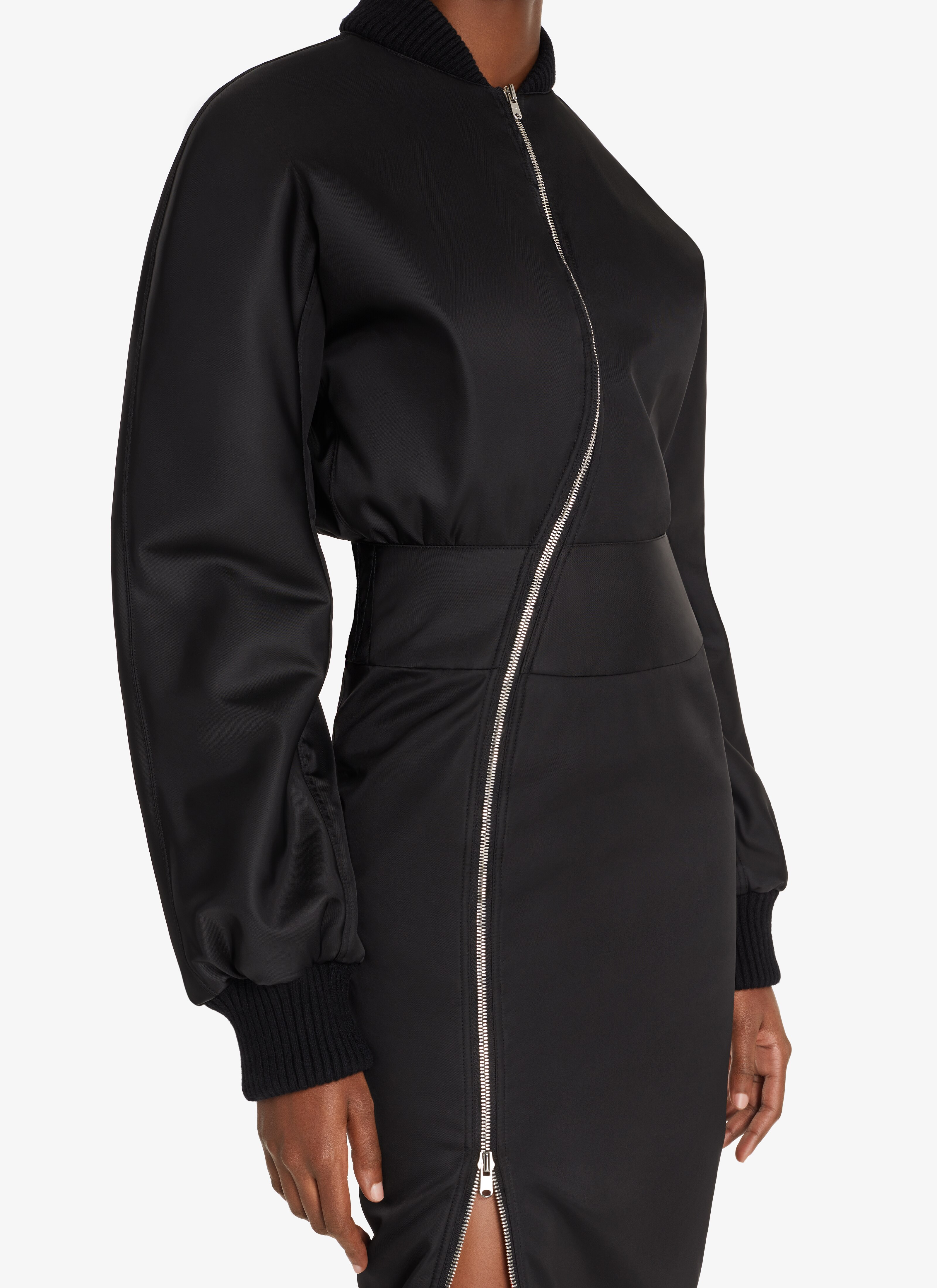 ALAÏA BLACK MIDI BOMBER DRESS